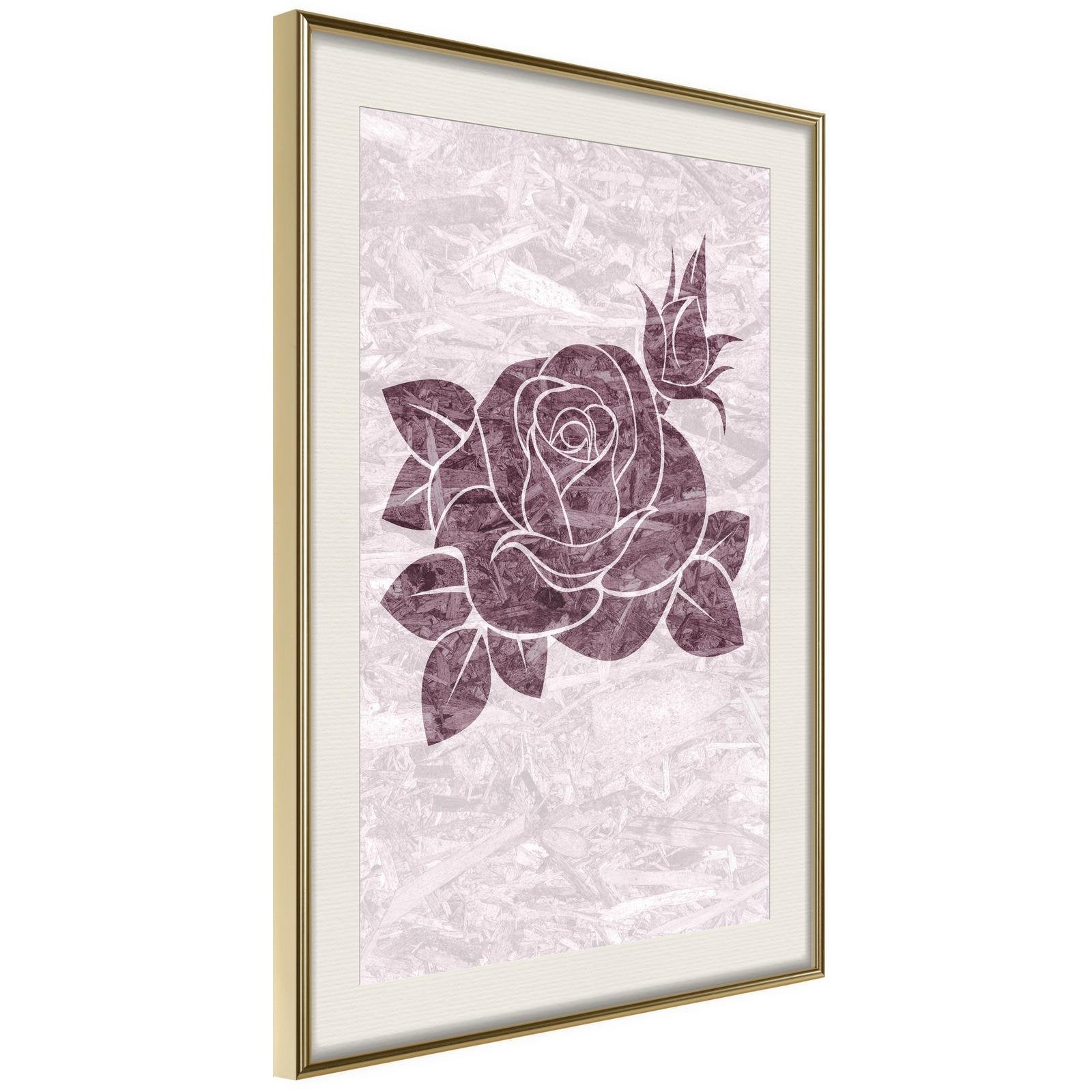 Inramad Poster / Tavla - Monochromatic Rose - 30x45 Guldram med passepartout