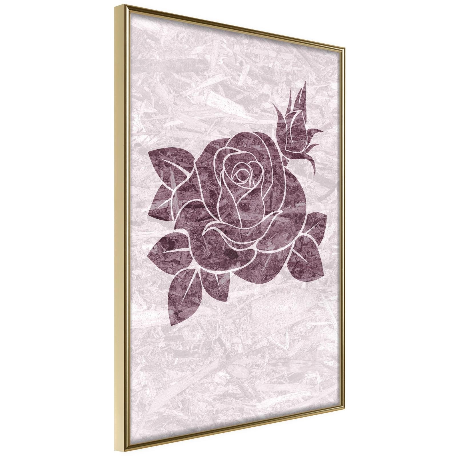 Inramad Poster / Tavla - Monochromatic Rose - 30x45 Guldram