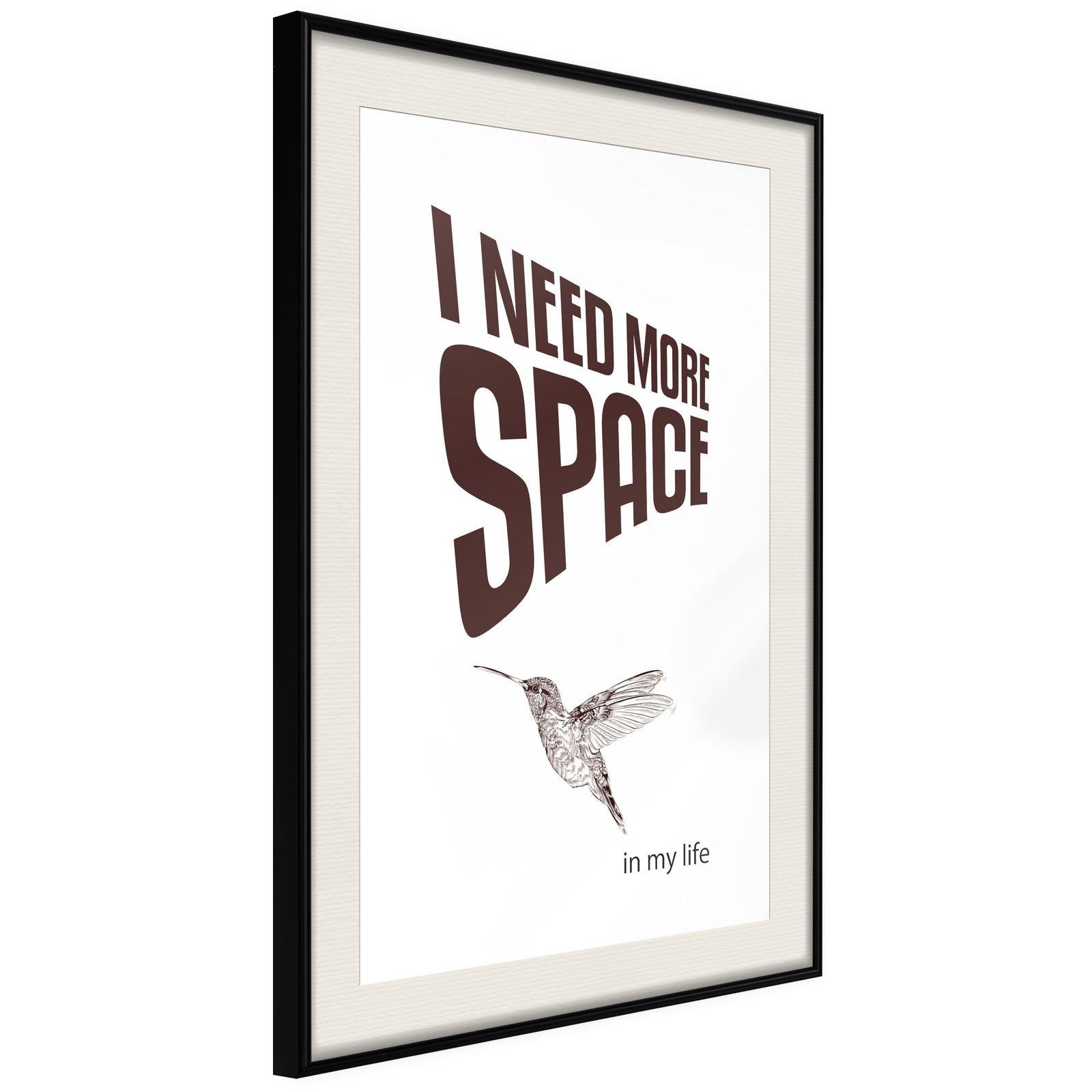 Läs mer om Inramad Poster / Tavla - More Space Needed - 30x45 Svart ram med passepartout