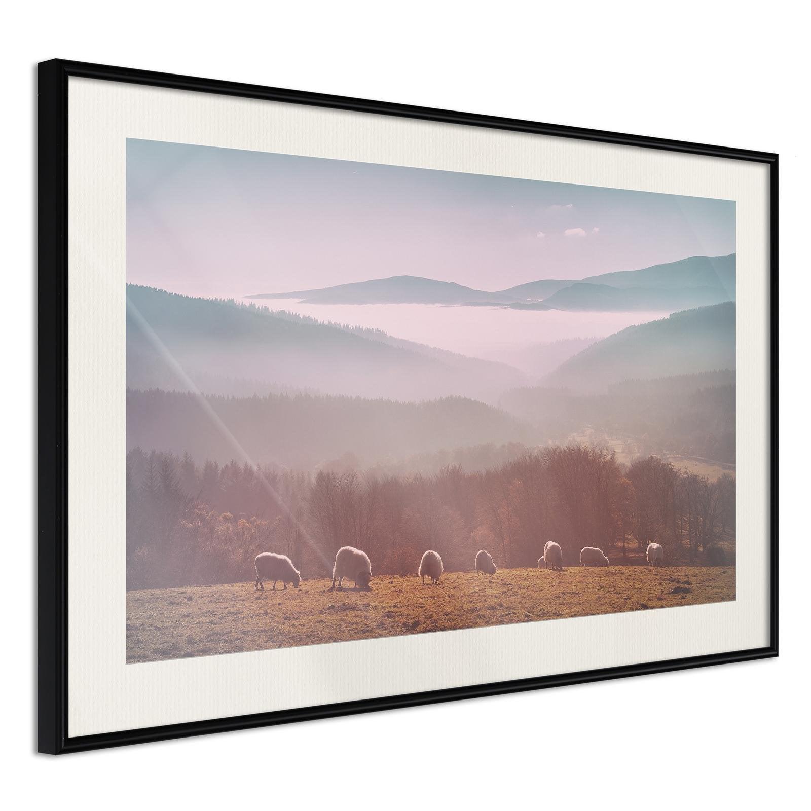 Läs mer om Inramad Poster / Tavla - Mountain Pasture - 60x40 Svart ram med passepartout