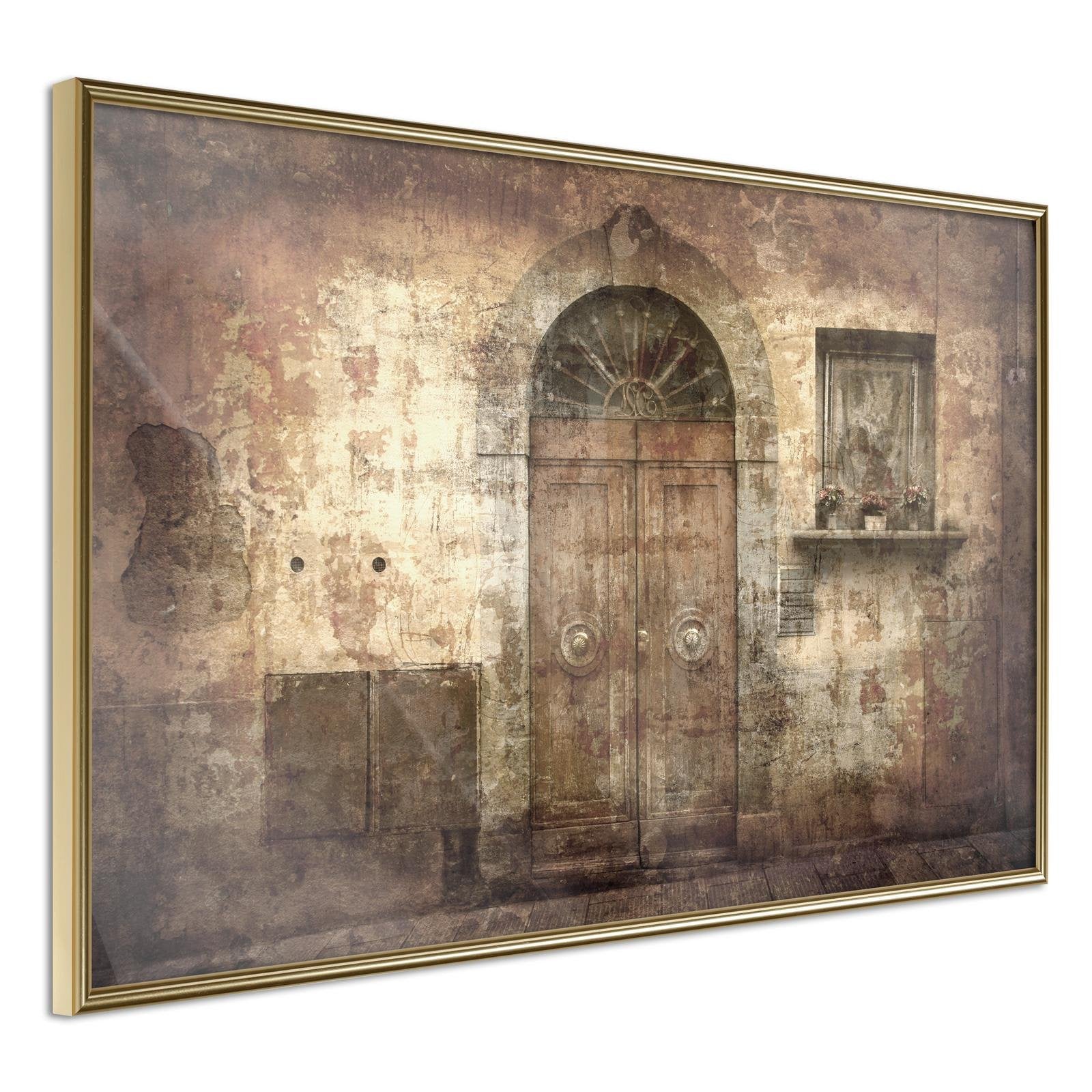 Läs mer om Inramad Poster / Tavla - Mysterious Door - 60x40 Guldram