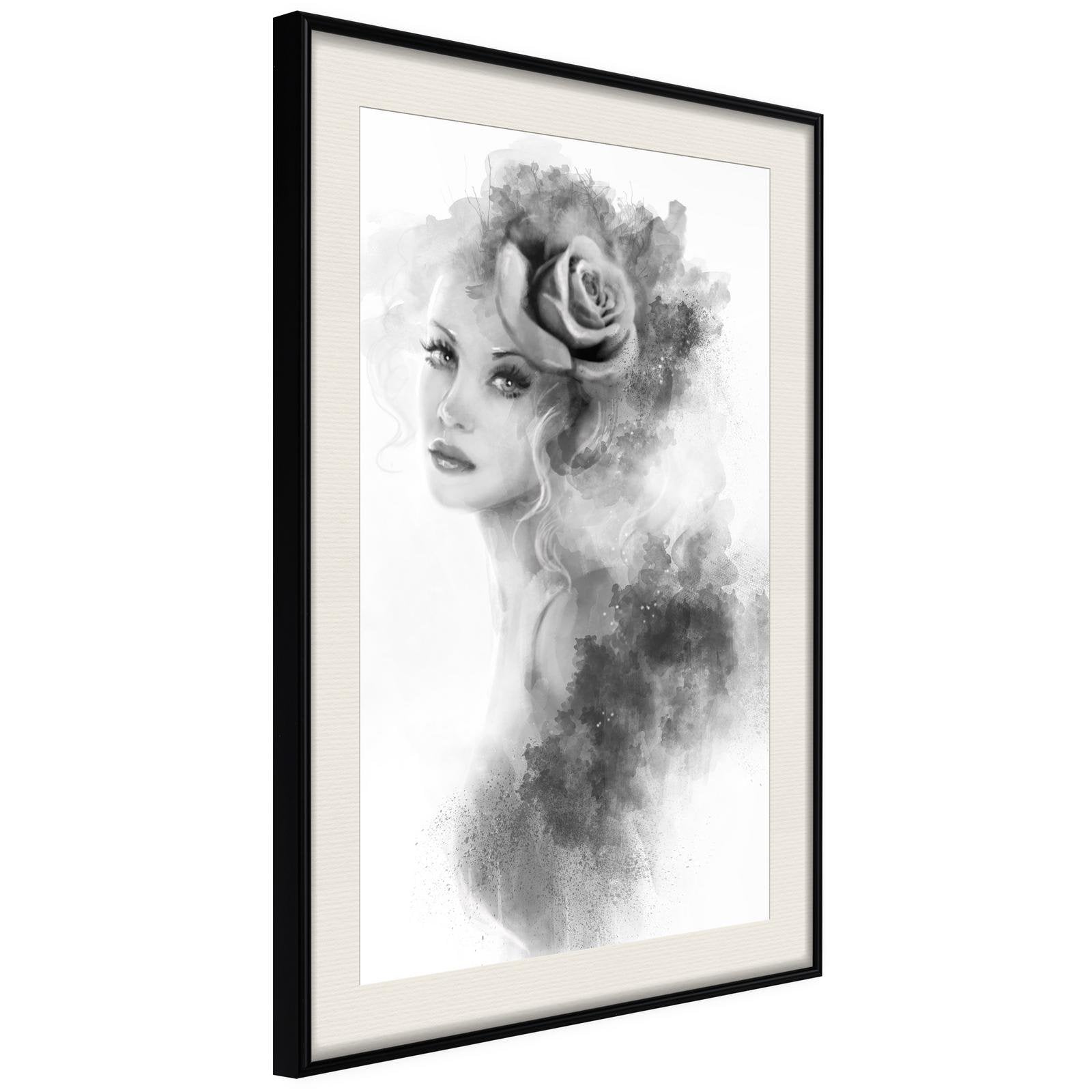 Läs mer om Inramad Poster / Tavla - Mysterious Lady - 30x45 Svart ram med passepartout