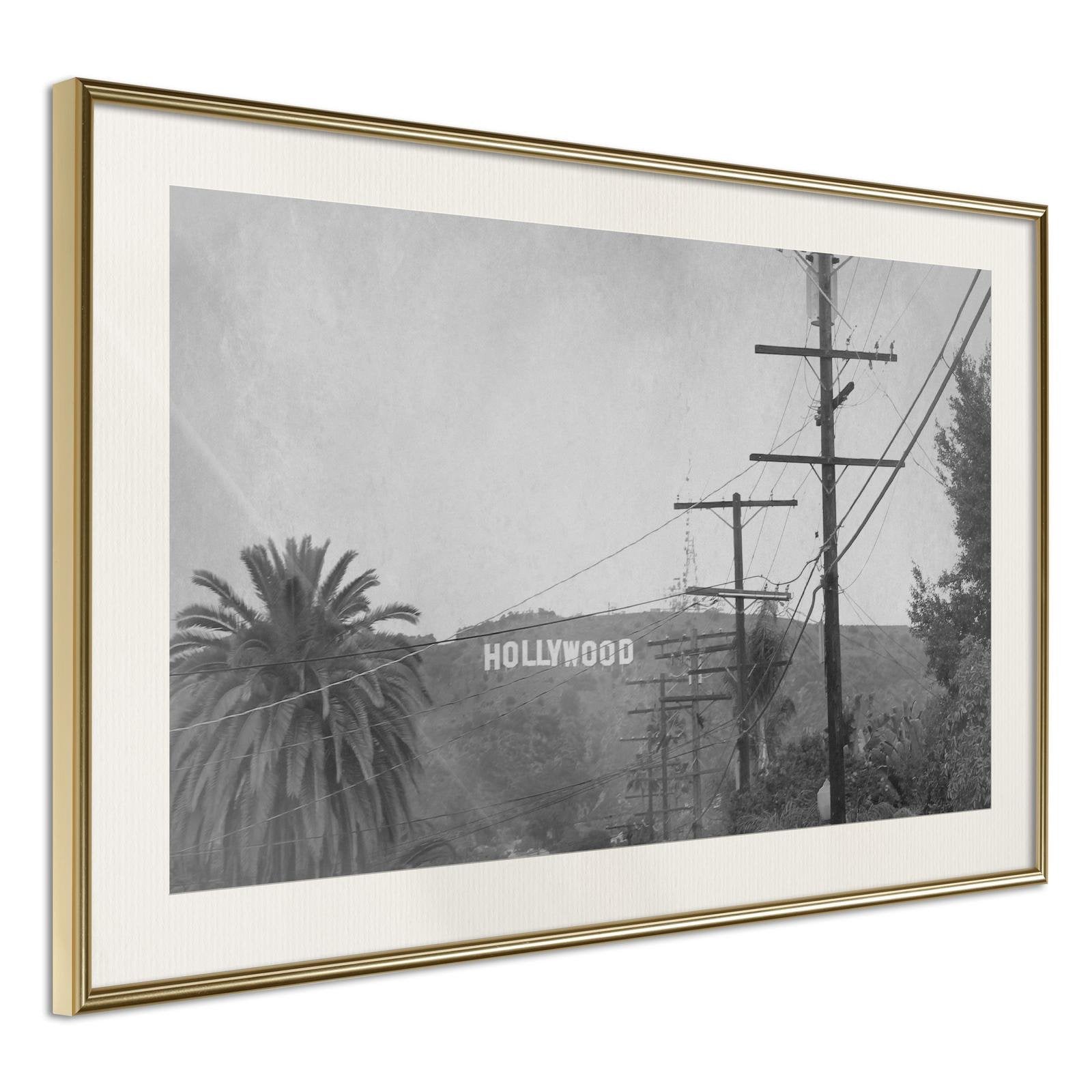 Läs mer om Inramad Poster / Tavla - Old Hollywood - 60x40 Guldram med passepartout