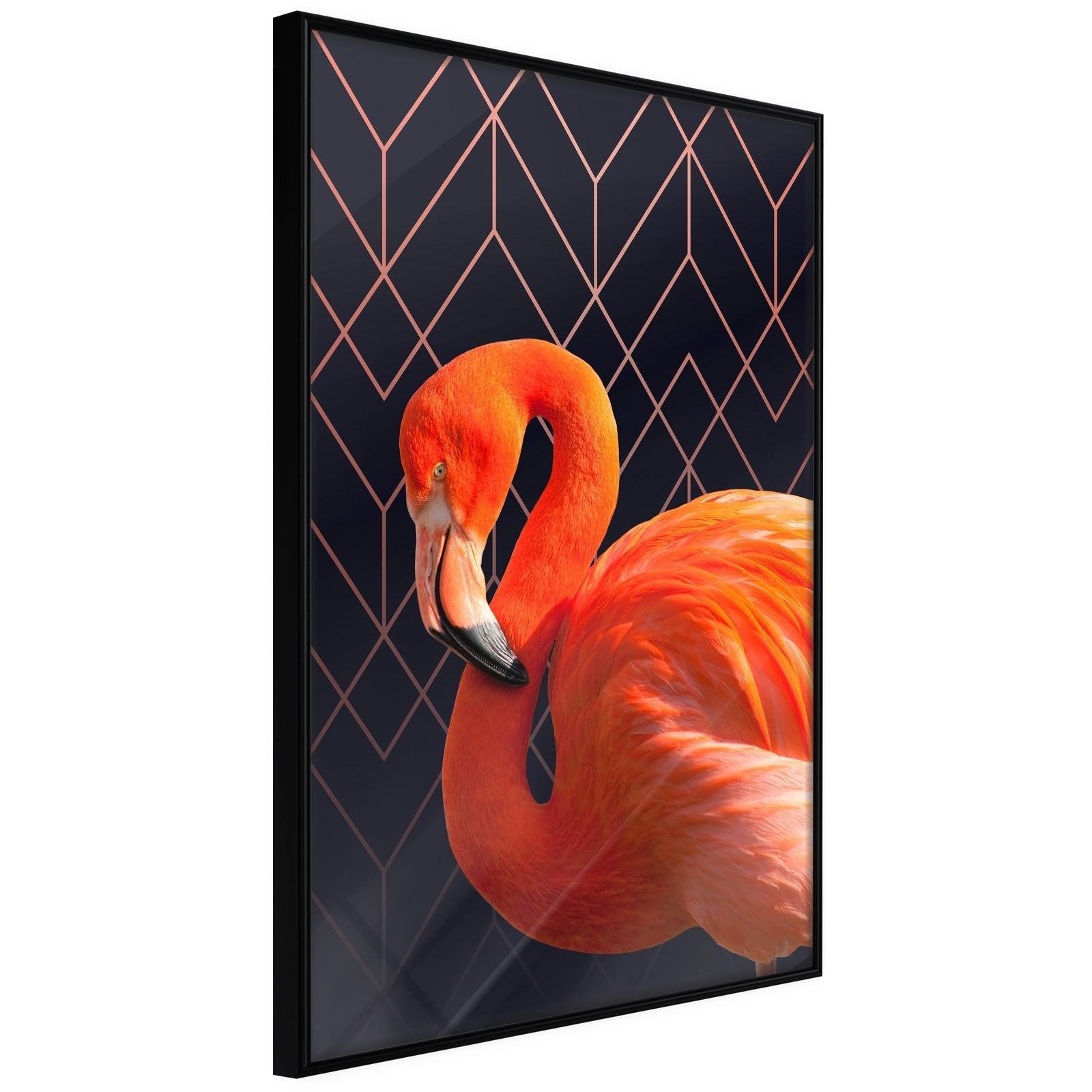 Läs mer om Inramad Poster / Tavla - Orange Flamingo - 30x45 Svart ram