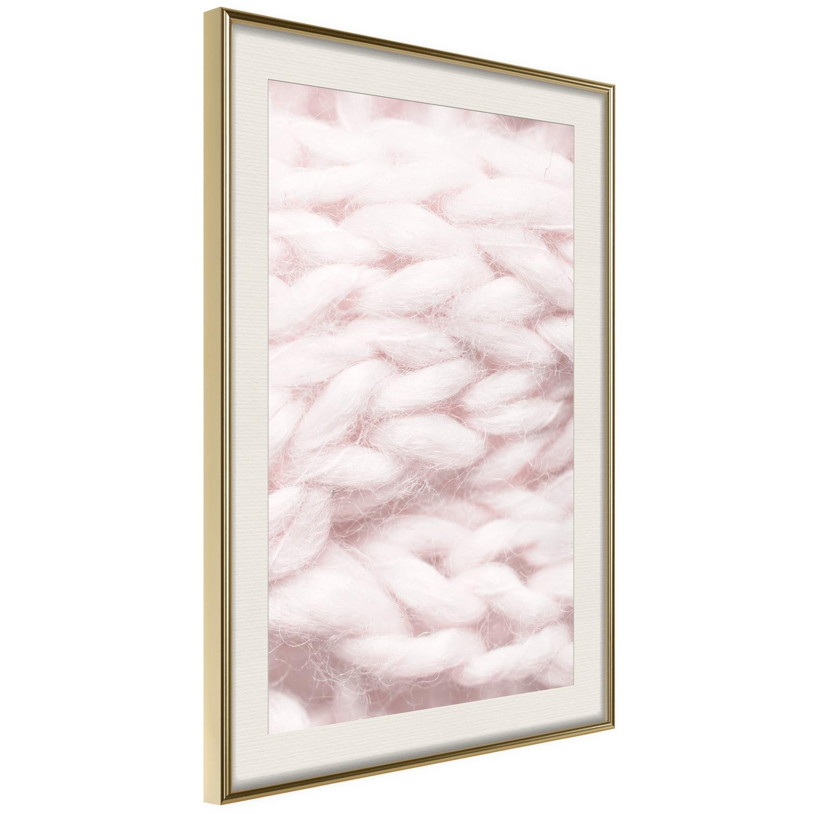 Inramad Poster / Tavla - Pale Pink Knit - 20x30 Guldram med passepartout