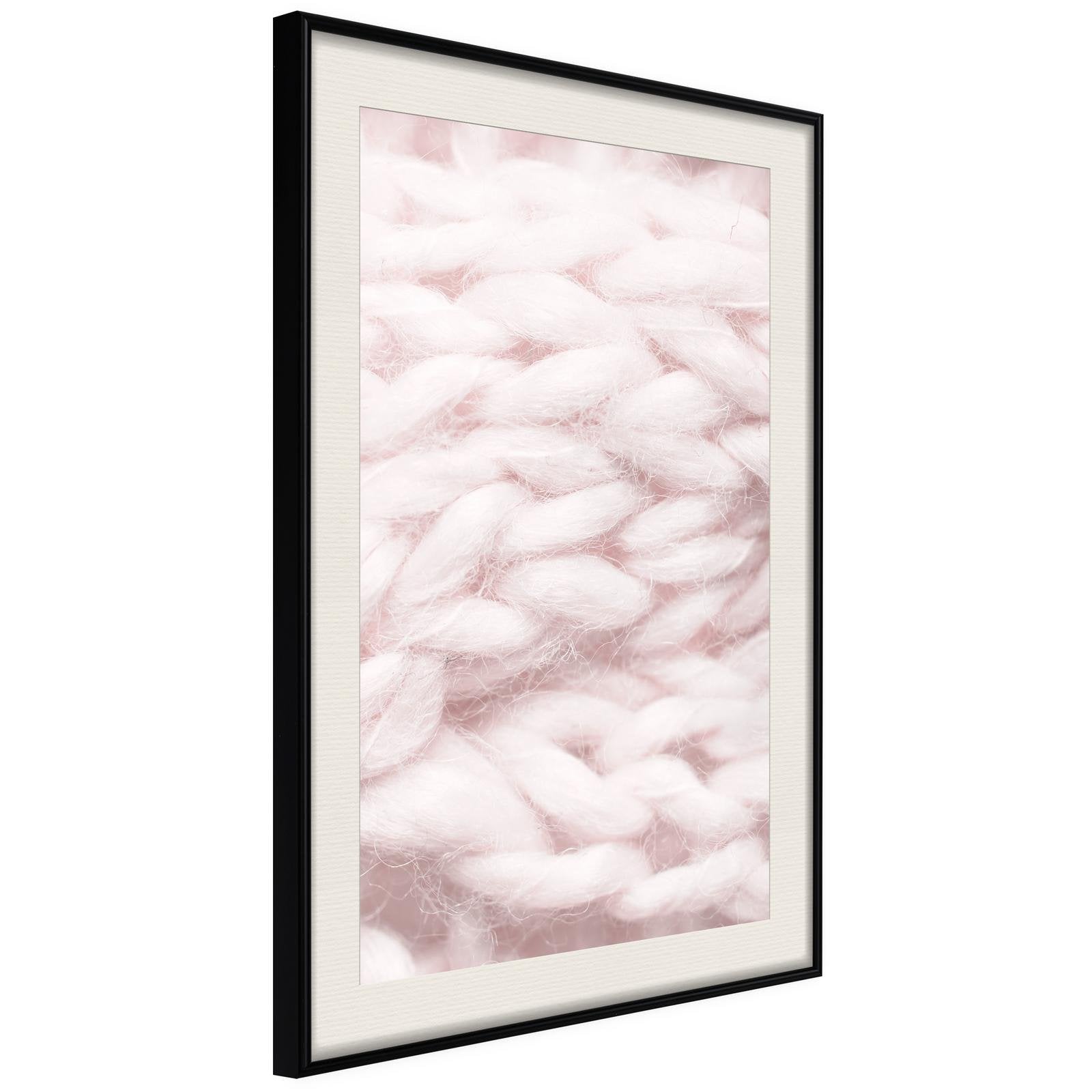 Inramad Poster / Tavla - Pale Pink Knit - 40x60 Svart ram med passepartout