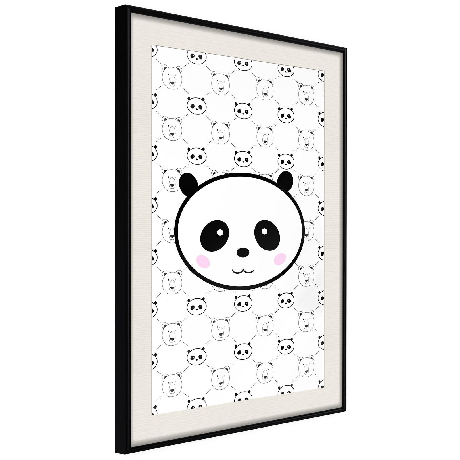 Läs mer om Inramad Poster / Tavla - Panda and Friends - 20x30 Svart ram med passepartout