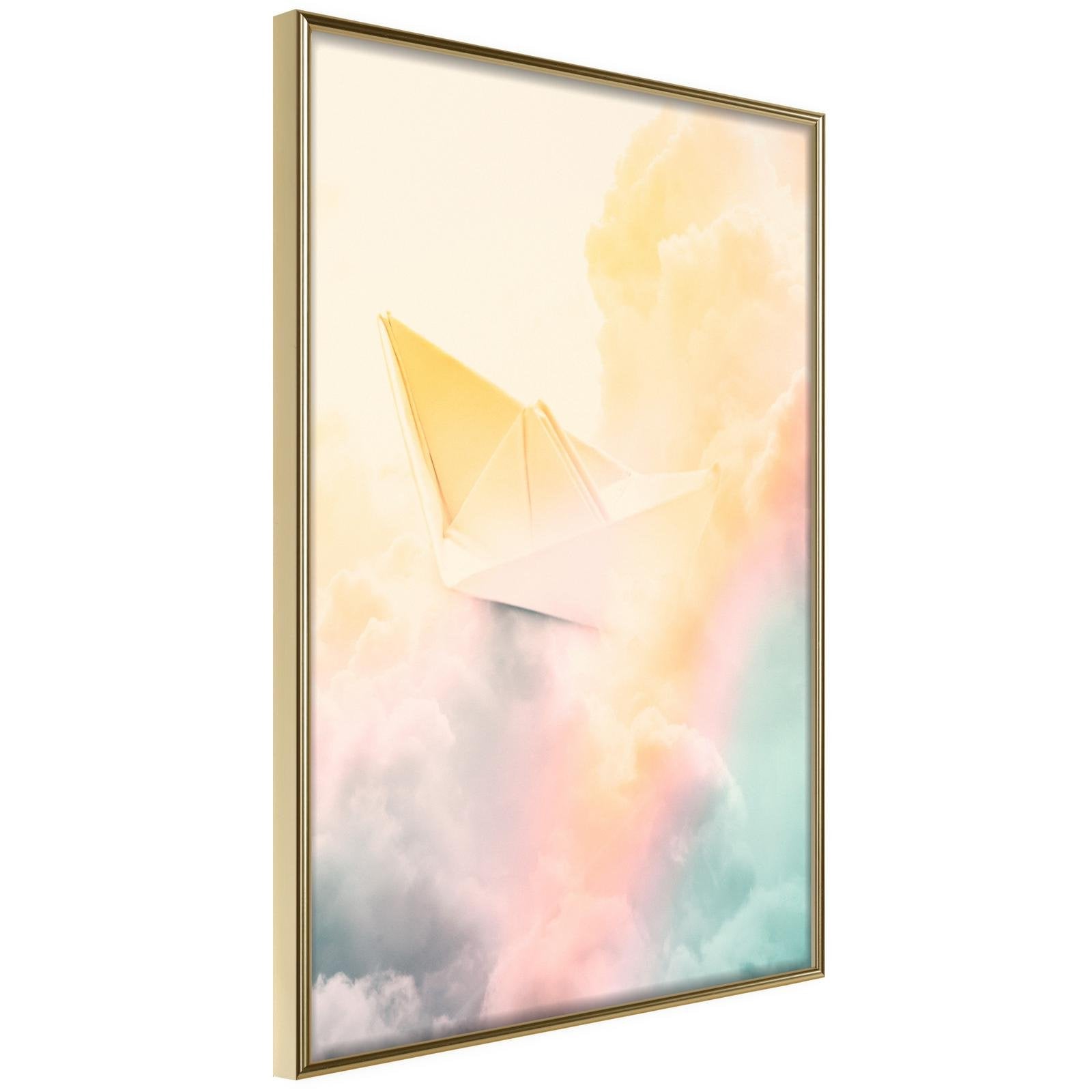 Inramad Poster / Tavla - Paper Boat - 20x30 Guldram