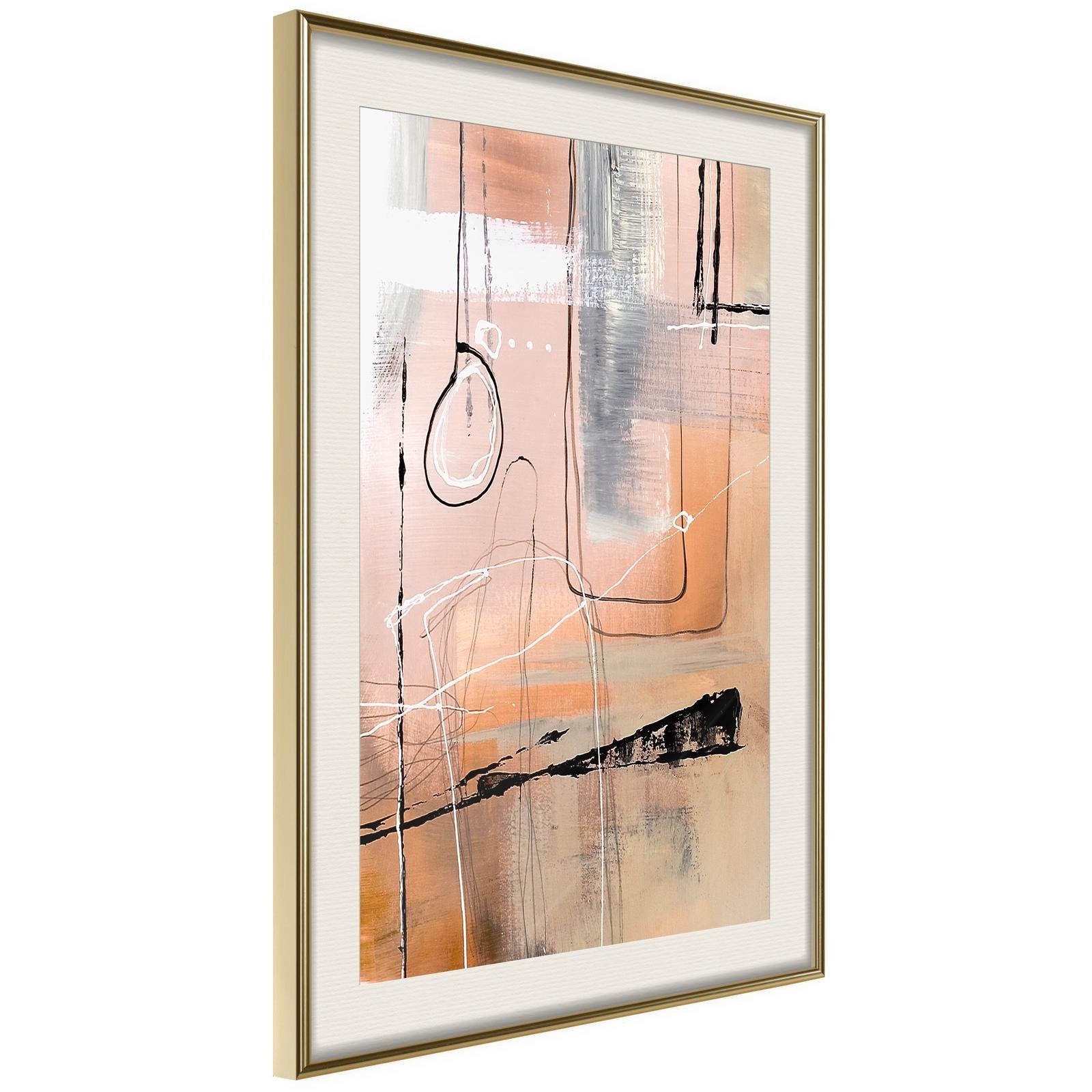 Läs mer om Inramad Poster / Tavla - Pastel Abstraction - 20x30 Guldram med passepartout