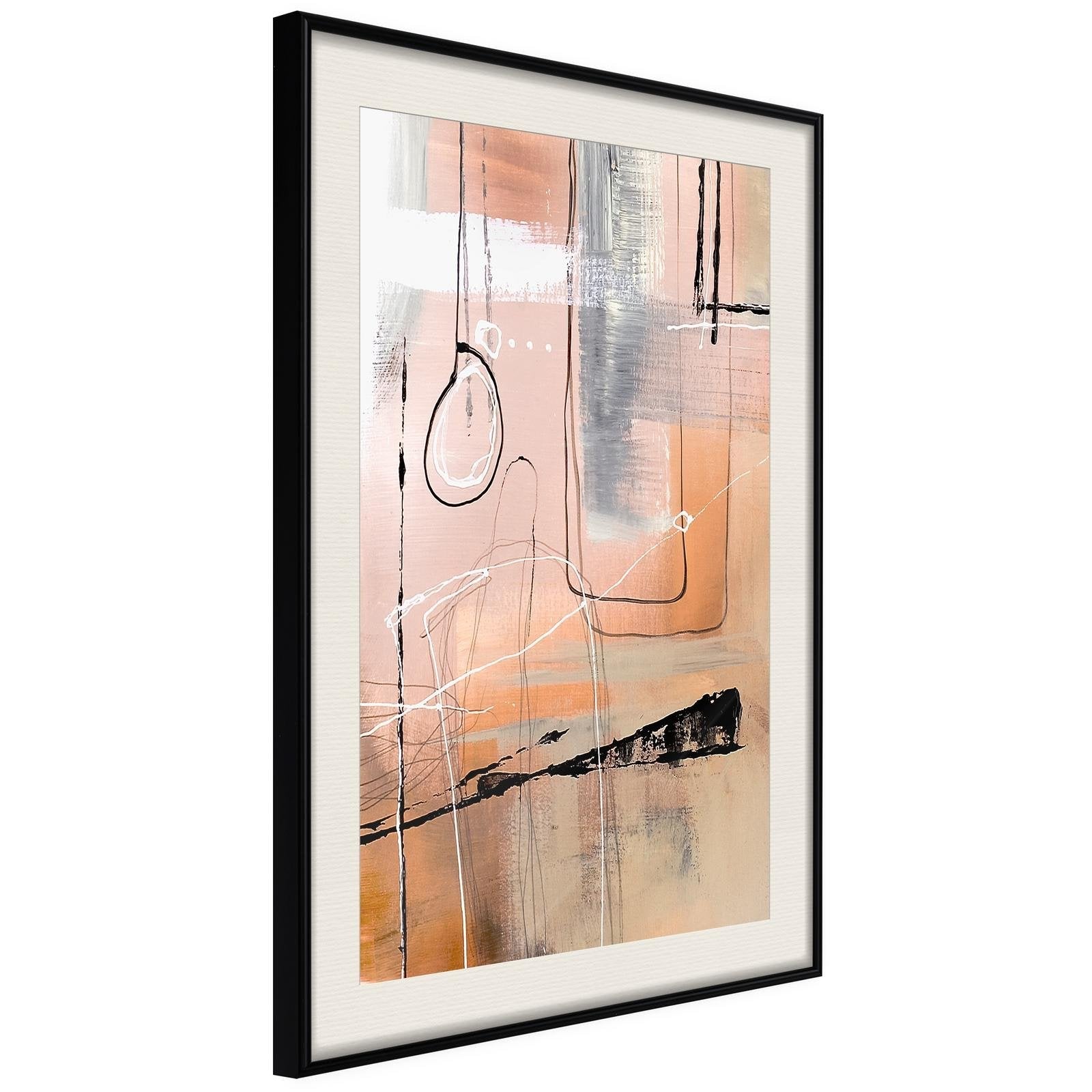 Läs mer om Inramad Poster / Tavla - Pastel Abstraction - 20x30 Svart ram med passepartout