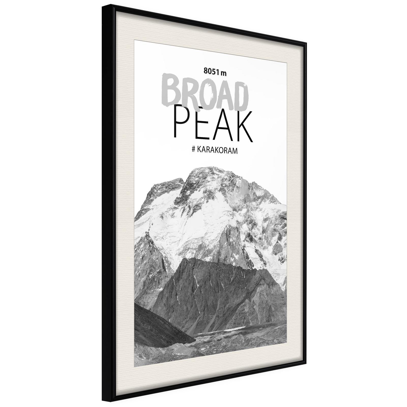 Läs mer om Inramad Poster / Tavla - Peaks of the World: Broad Peak - 40x60 Svart ram med passepartout