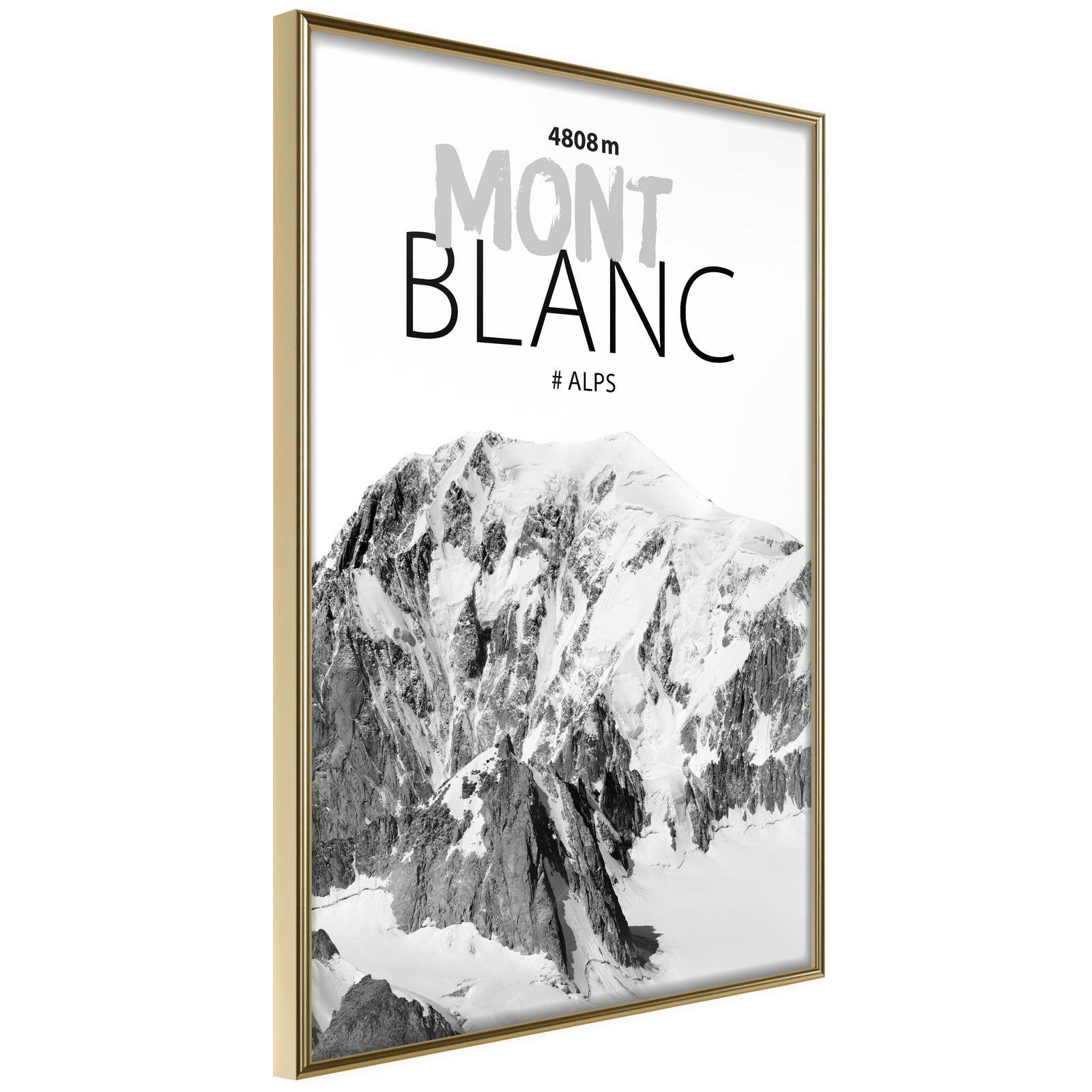 Läs mer om Inramad Poster / Tavla - Peaks of the World: Mont Blanc - 40x60 Guldram