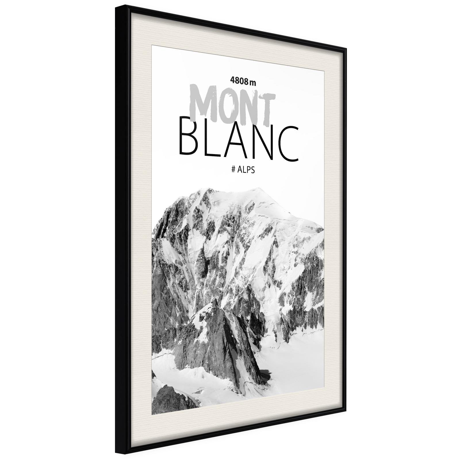 Läs mer om Inramad Poster / Tavla - Peaks of the World: Mont Blanc - 30x45 Svart ram med passepartout