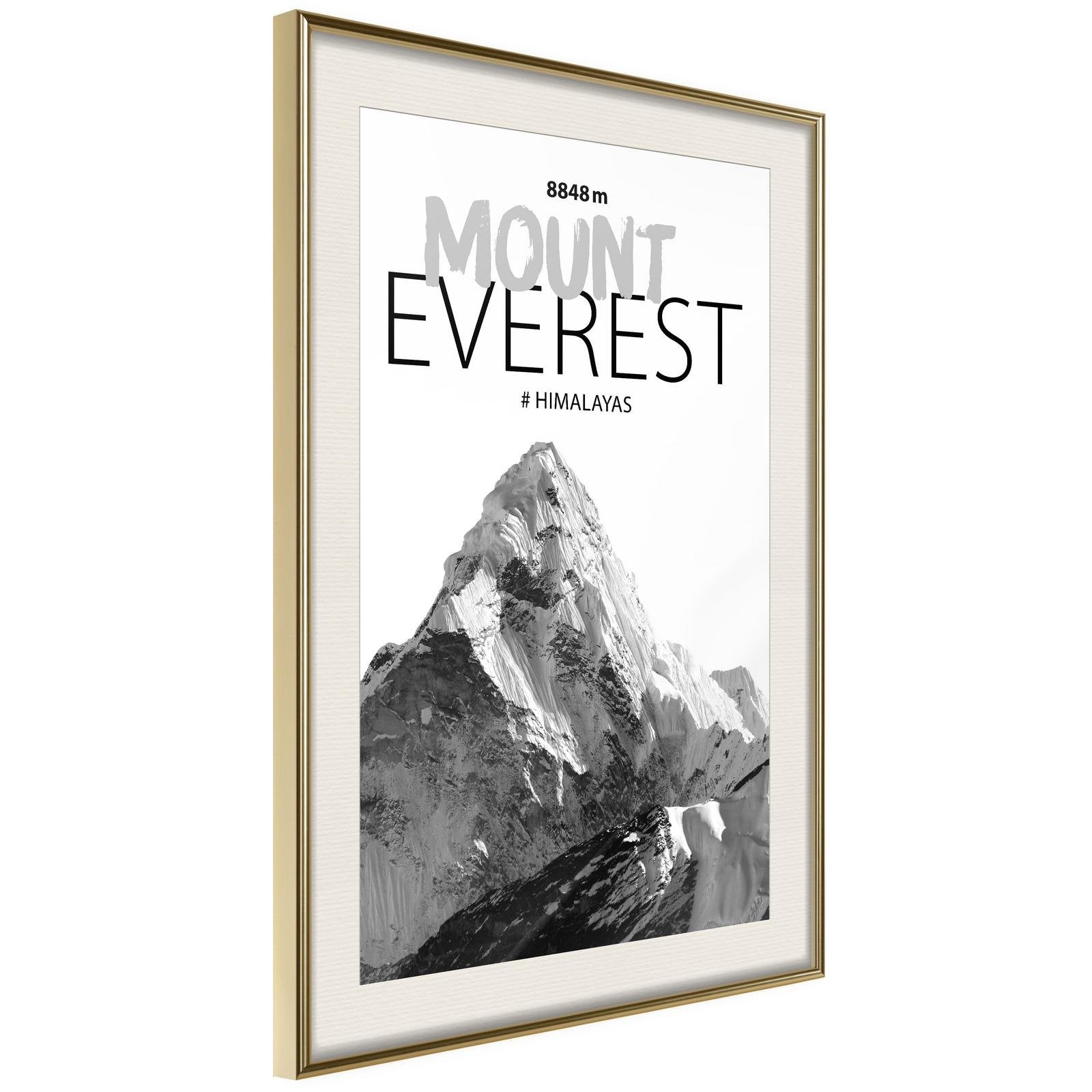 Läs mer om Inramad Poster / Tavla - Peaks of the World: Mount Everest - 30x45 Guldram med passepartout