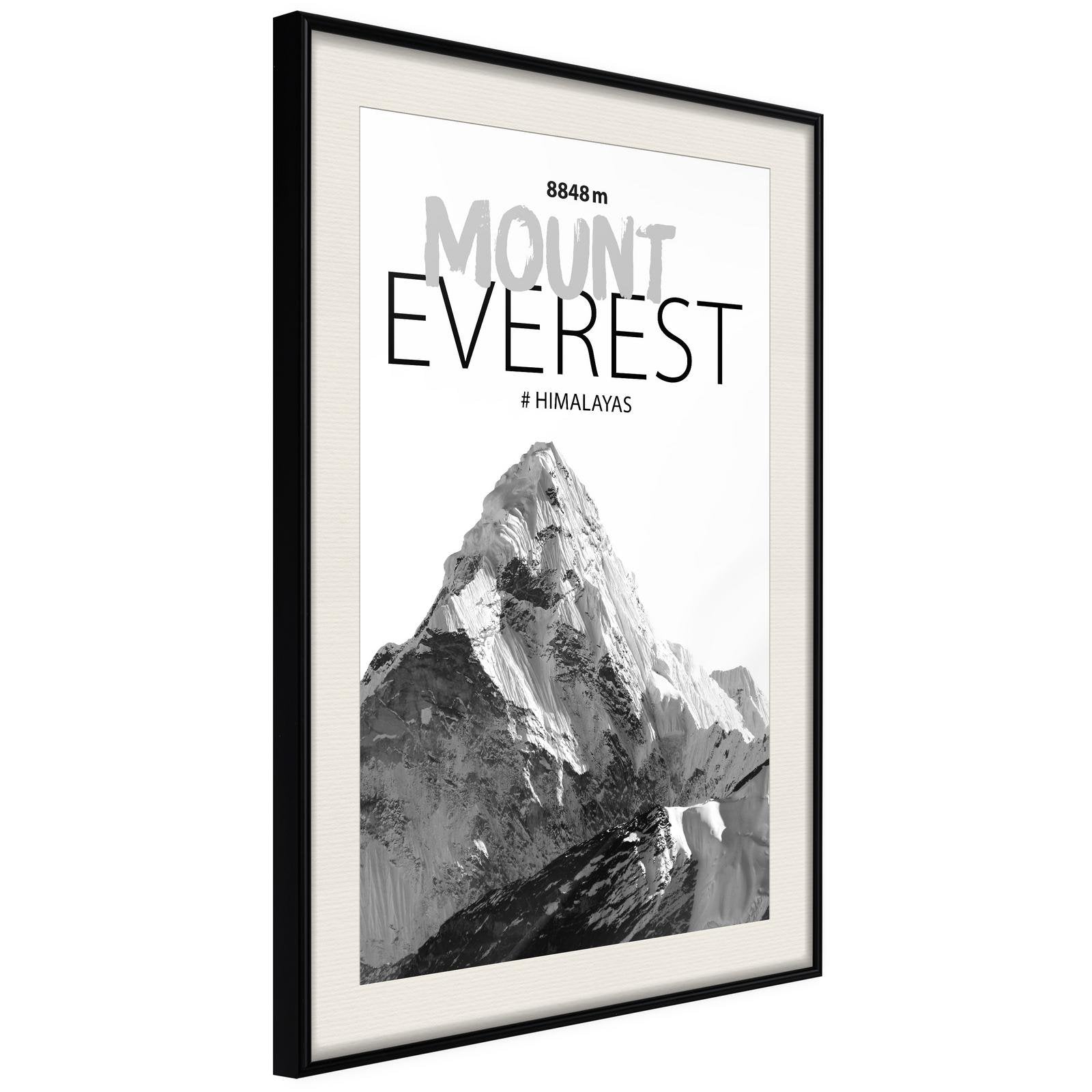 Läs mer om Inramad Poster / Tavla - Peaks of the World: Mount Everest - 30x45 Svart ram med passepartout