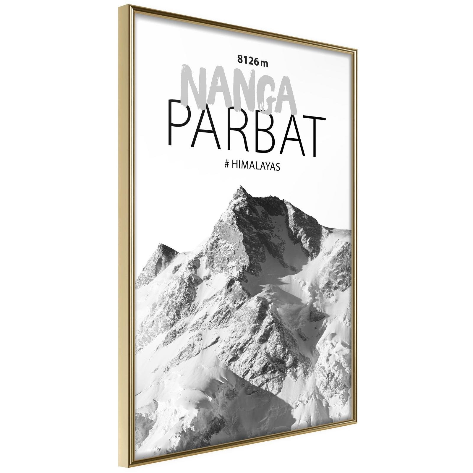 Läs mer om Inramad Poster / Tavla - Peaks of the World: Nanga Parbat - 30x45 Guldram