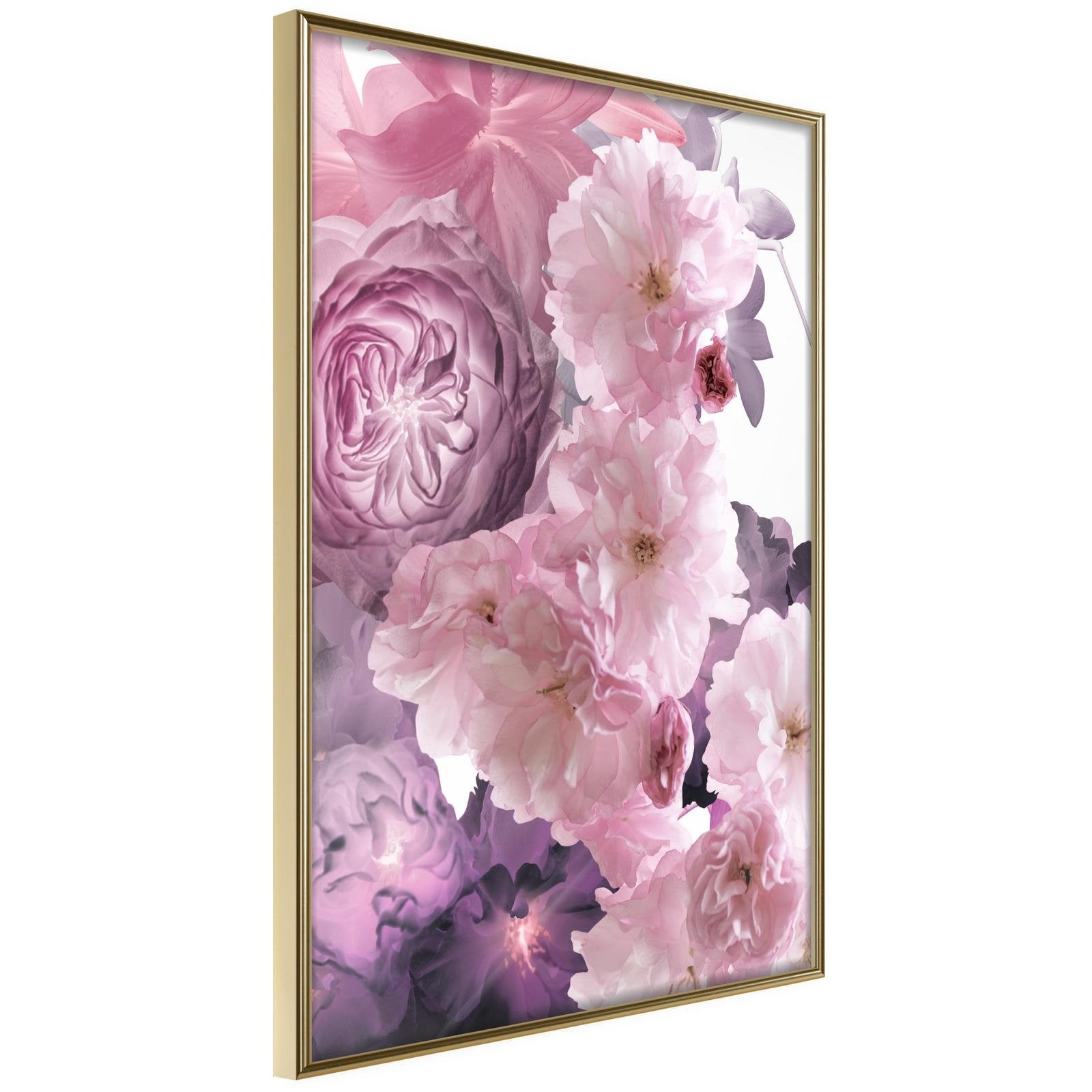 Läs mer om Inramad Poster / Tavla - Pink Bouquet - 20x30 Guldram