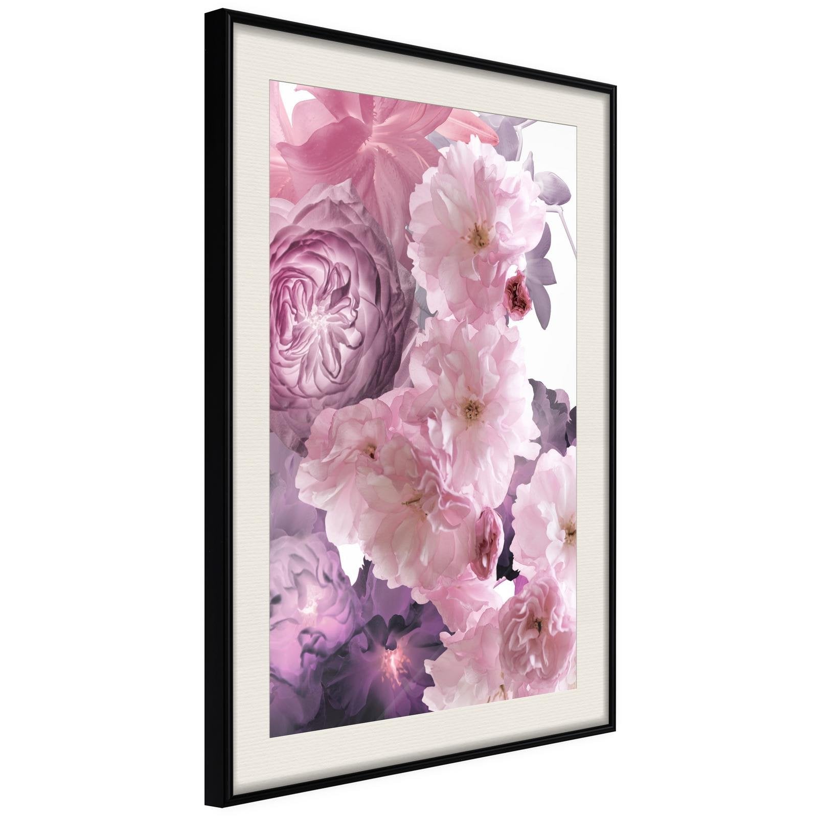 Läs mer om Inramad Poster / Tavla - Pink Bouquet - 20x30 Svart ram med passepartout