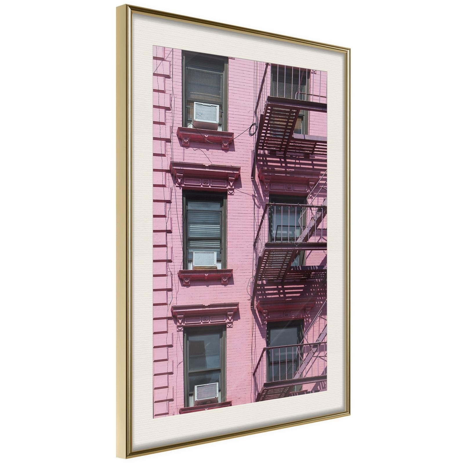 Läs mer om Inramad Poster / Tavla - Pink Facade - 40x60 Guldram med passepartout