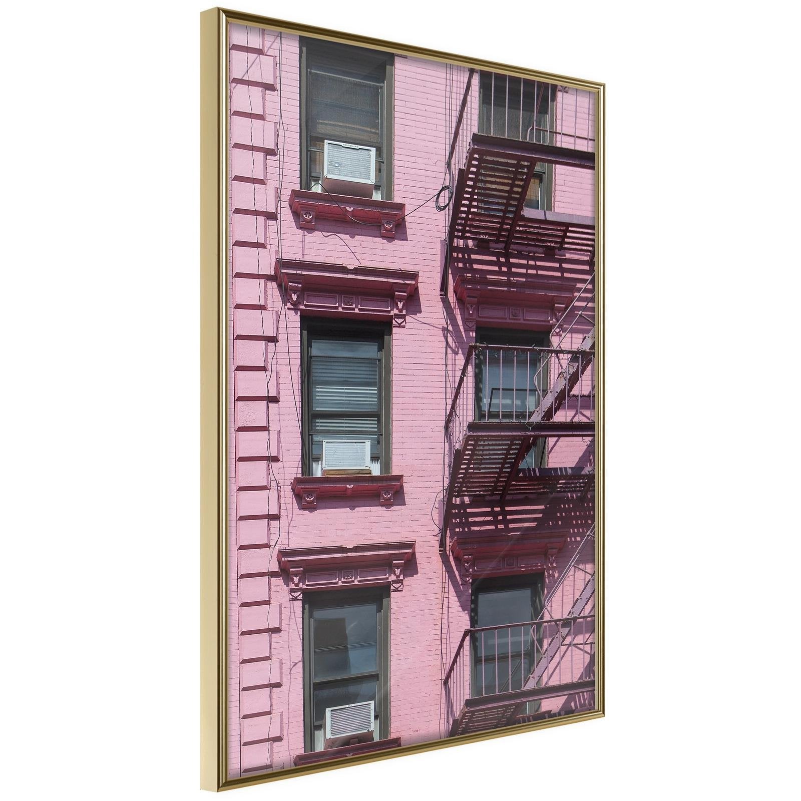 Läs mer om Inramad Poster / Tavla - Pink Facade - 40x60 Guldram