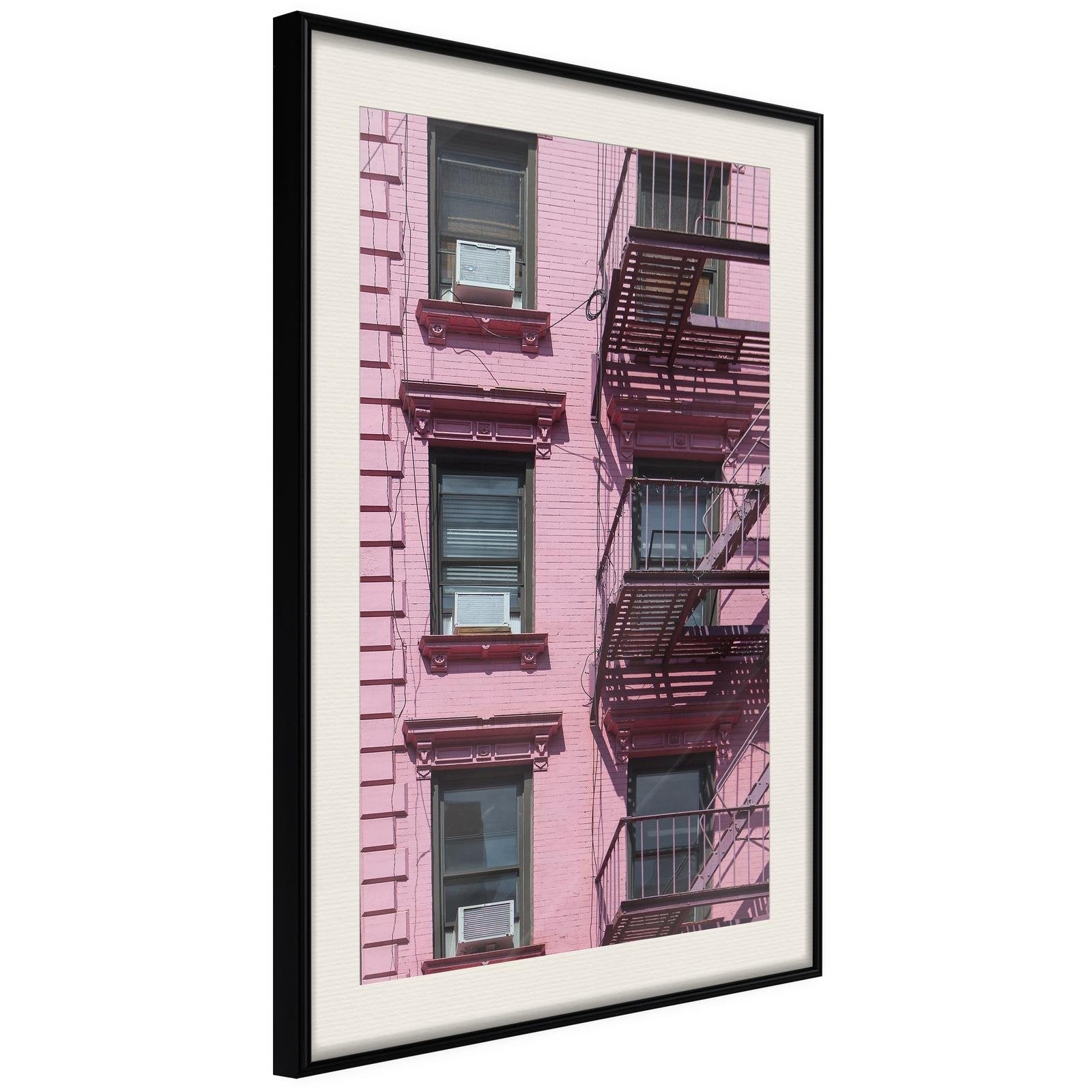 Läs mer om Inramad Poster / Tavla - Pink Facade - 30x45 Svart ram med passepartout