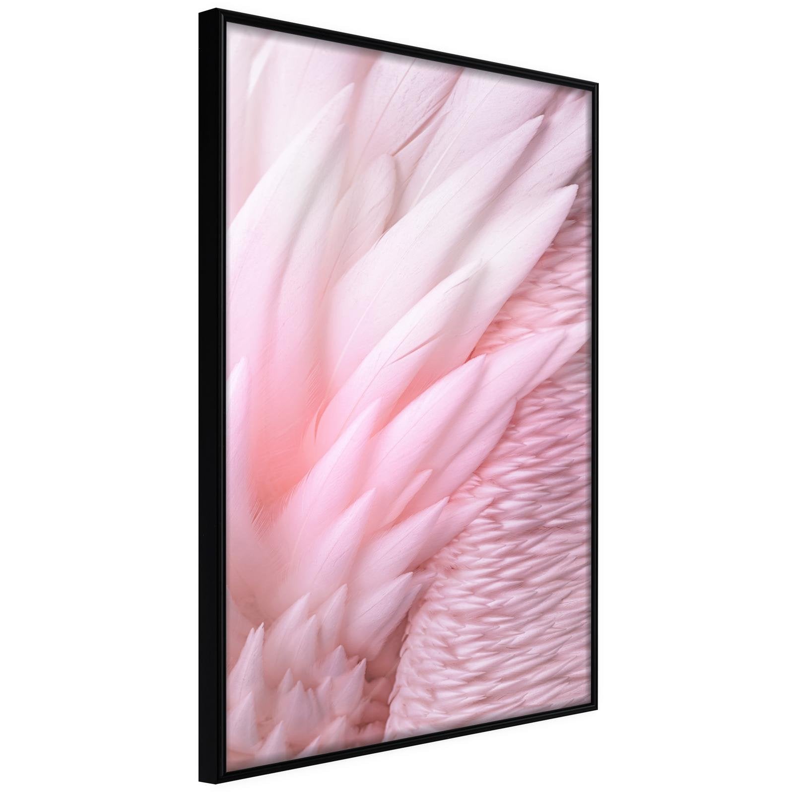 Inramad Poster / Tavla - Pink Feathers - 40x60 Svart ram
