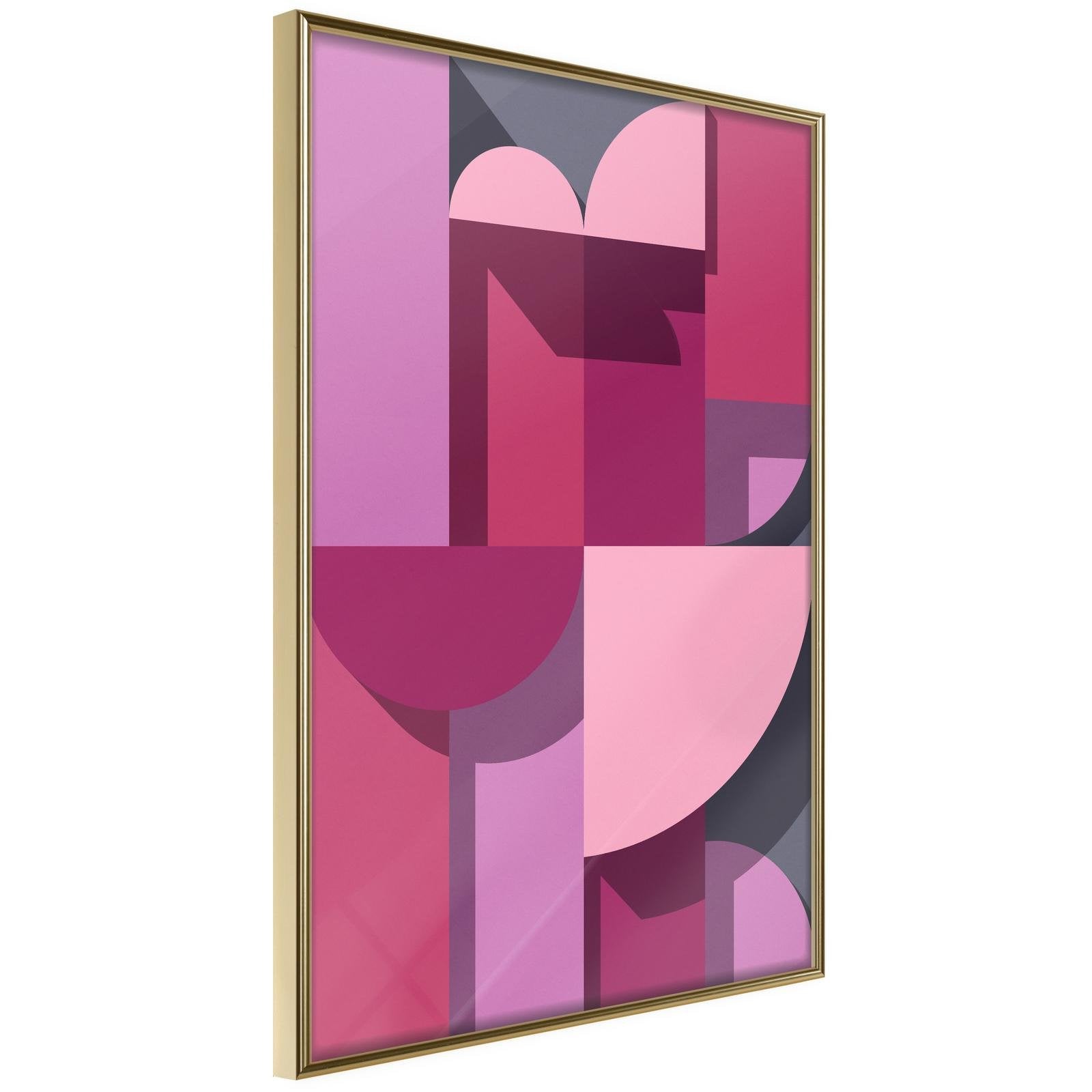 Läs mer om Inramad Poster / Tavla - Pink Geometry - 20x30 Guldram