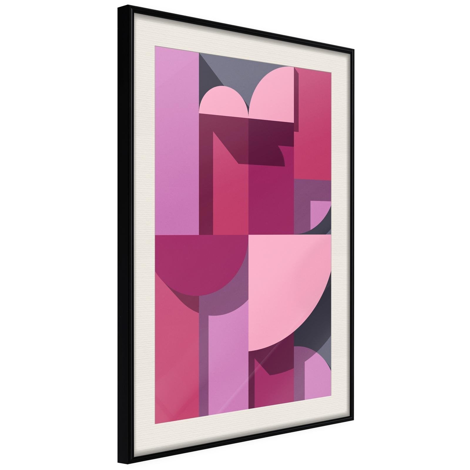 Läs mer om Inramad Poster / Tavla - Pink Geometry - 30x45 Svart ram med passepartout