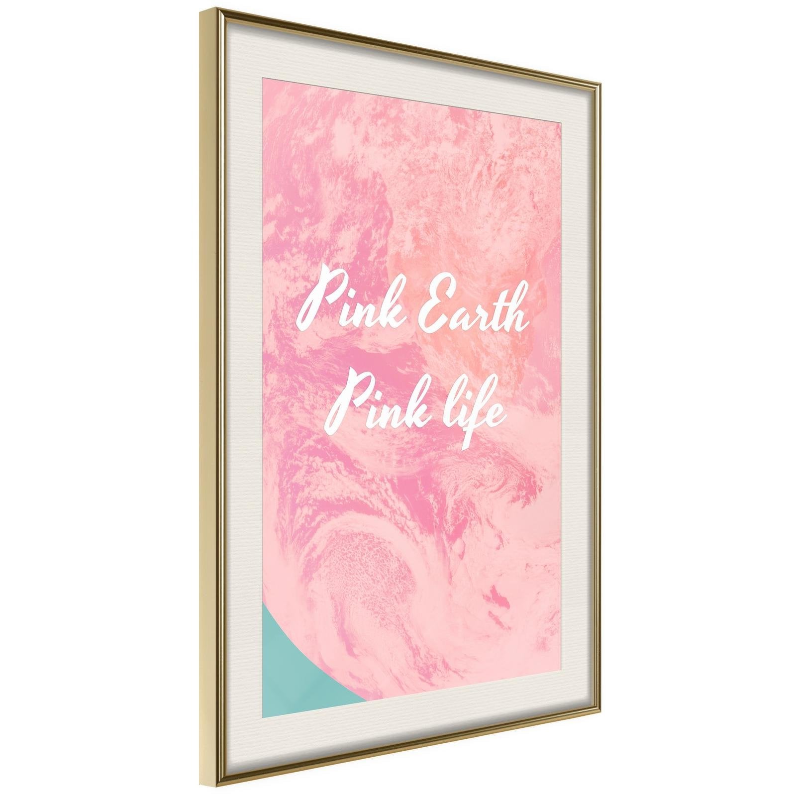 Läs mer om Inramad Poster / Tavla - Pink Life - 40x60 Guldram med passepartout