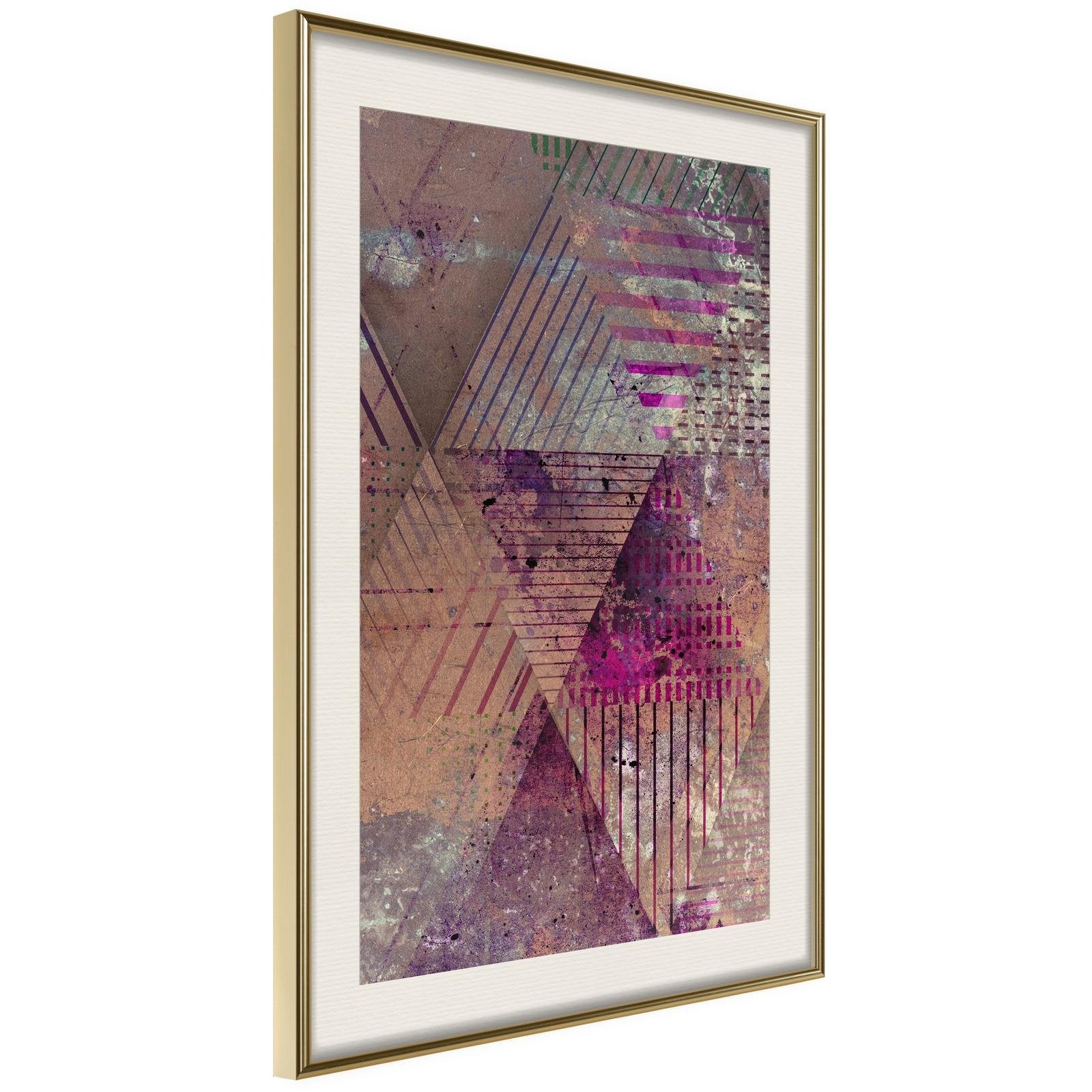 Läs mer om Inramad Poster / Tavla - Pink Patchwork II - 40x60 Guldram med passepartout