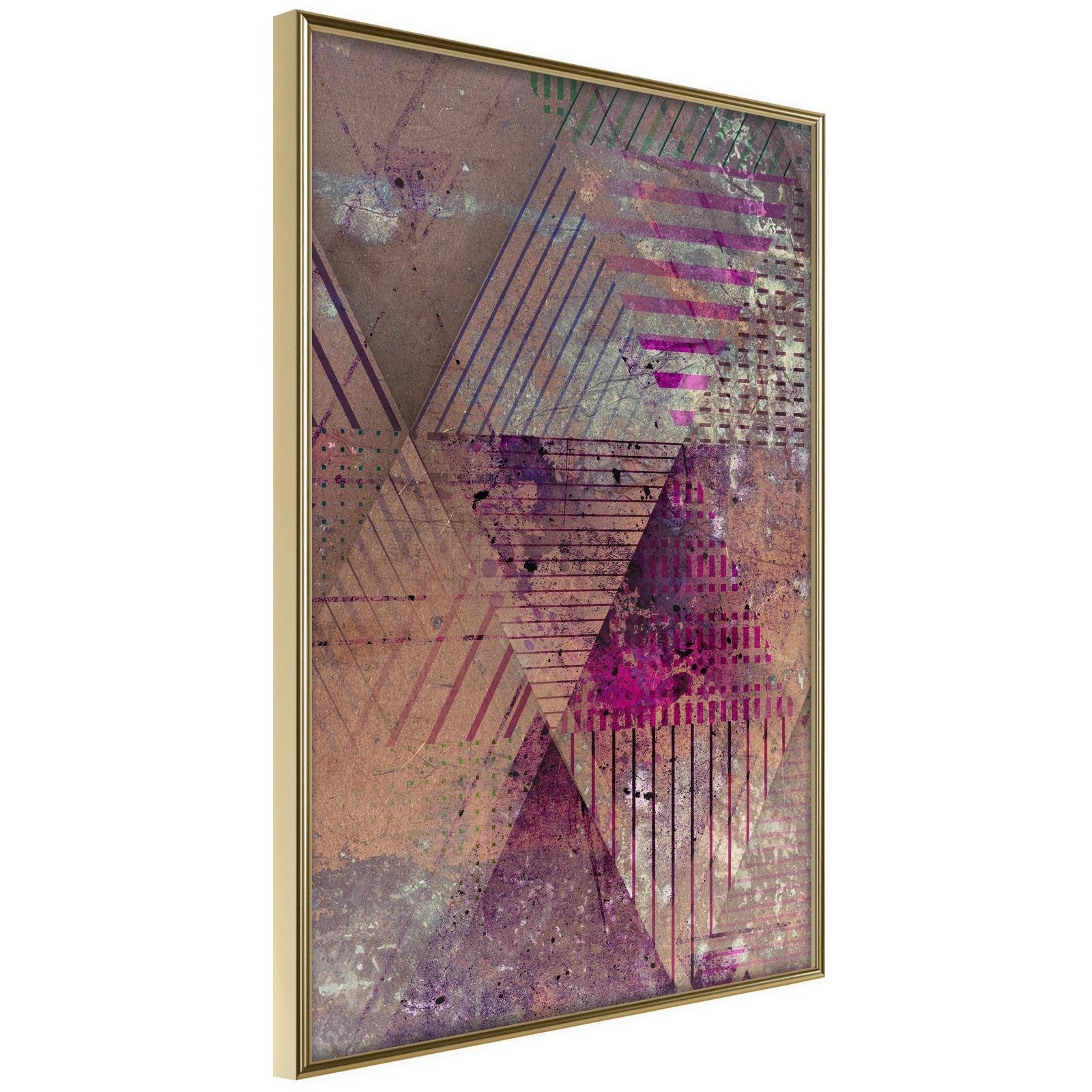 Inramad Poster / Tavla - Pink Patchwork II - 20x30 Guldram