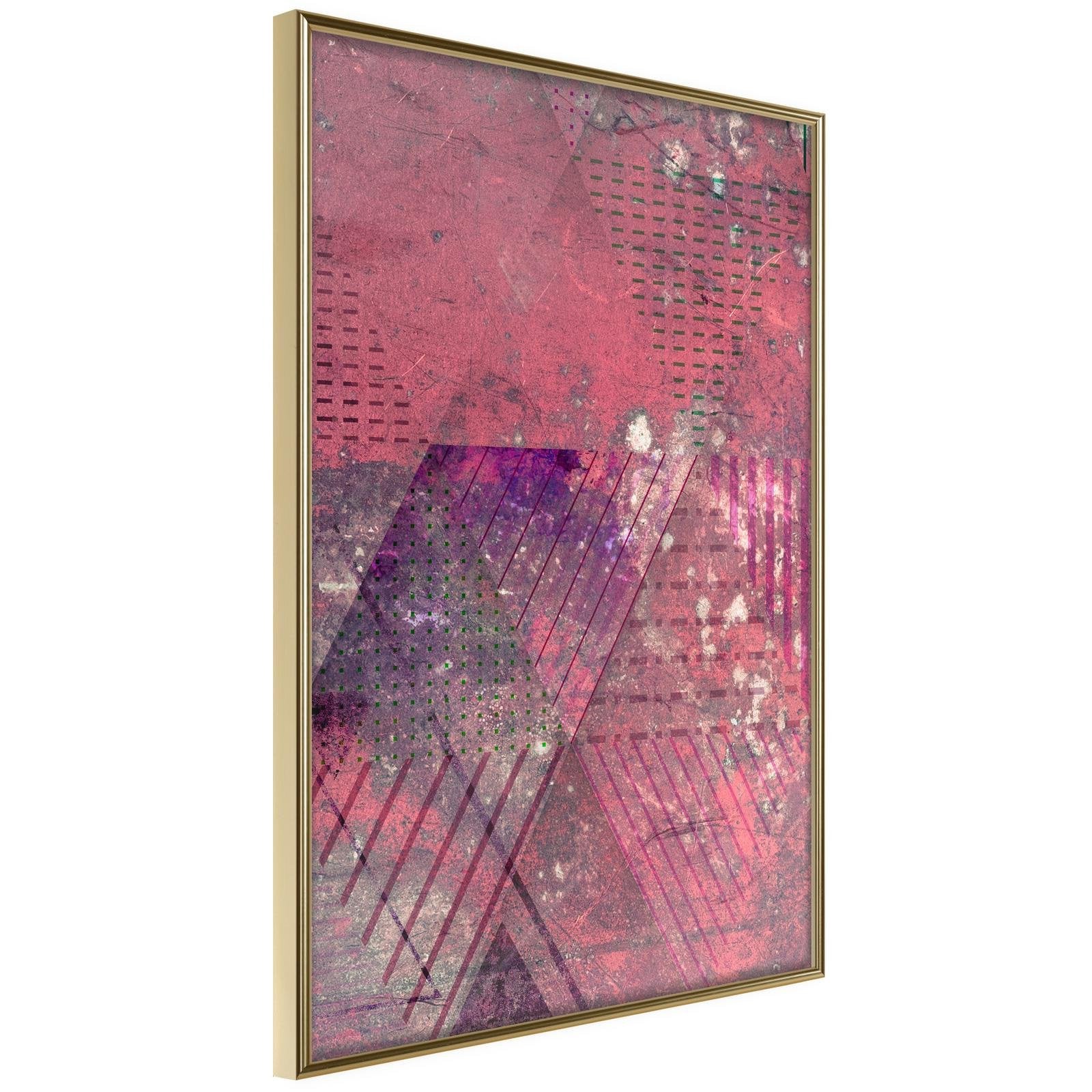 Läs mer om Inramad Poster / Tavla - Pink Patchwork III - 30x45 Guldram