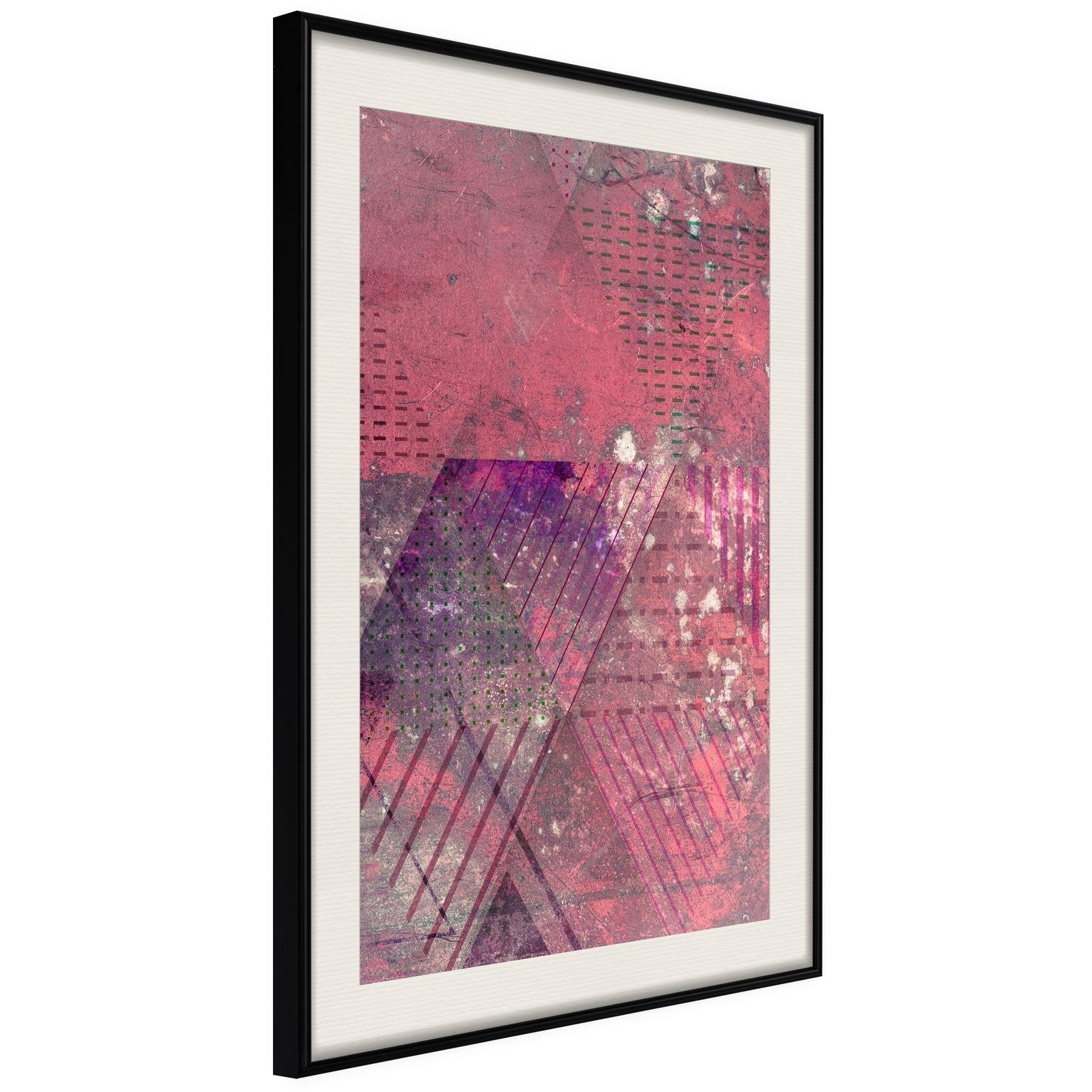 Läs mer om Inramad Poster / Tavla - Pink Patchwork III - 40x60 Svart ram med passepartout
