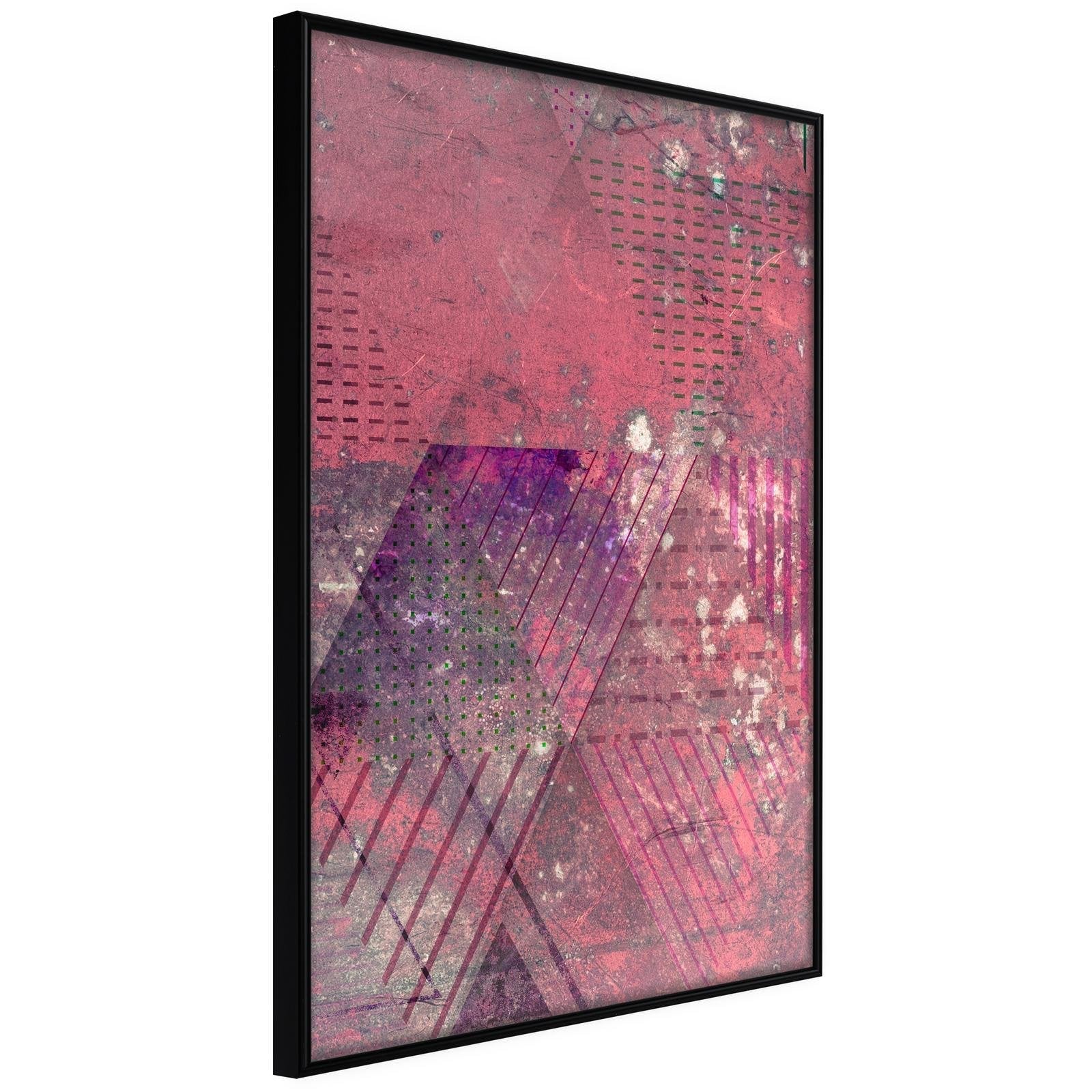 Läs mer om Inramad Poster / Tavla - Pink Patchwork III - 30x45 Svart ram