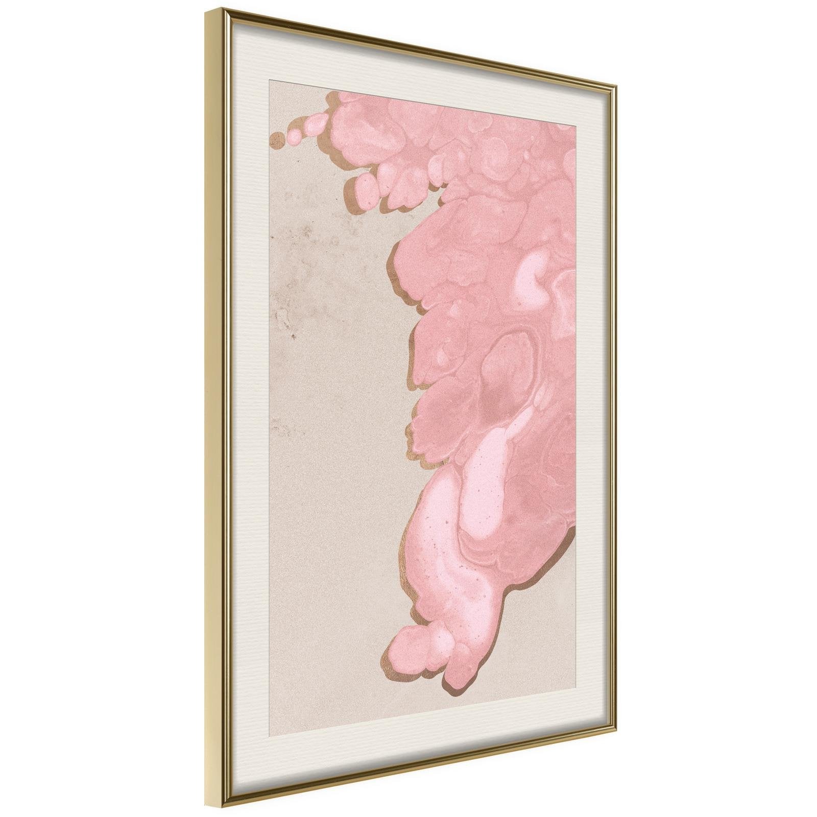 Inramad Poster / Tavla - Pink River - 20x30 Guldram med passepartout