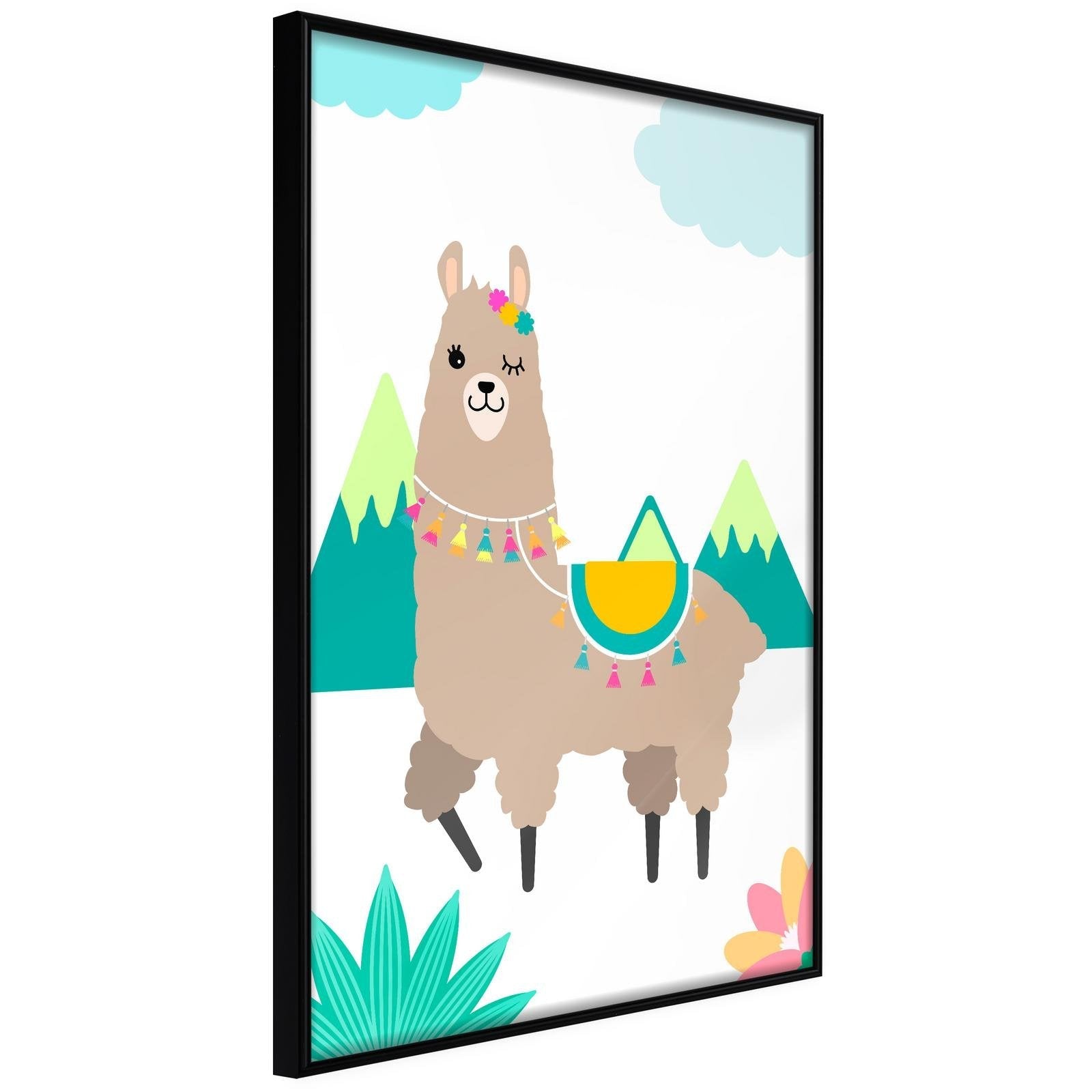 Läs mer om Inramad Poster / Tavla - Playful Llama - 20x30 Svart ram