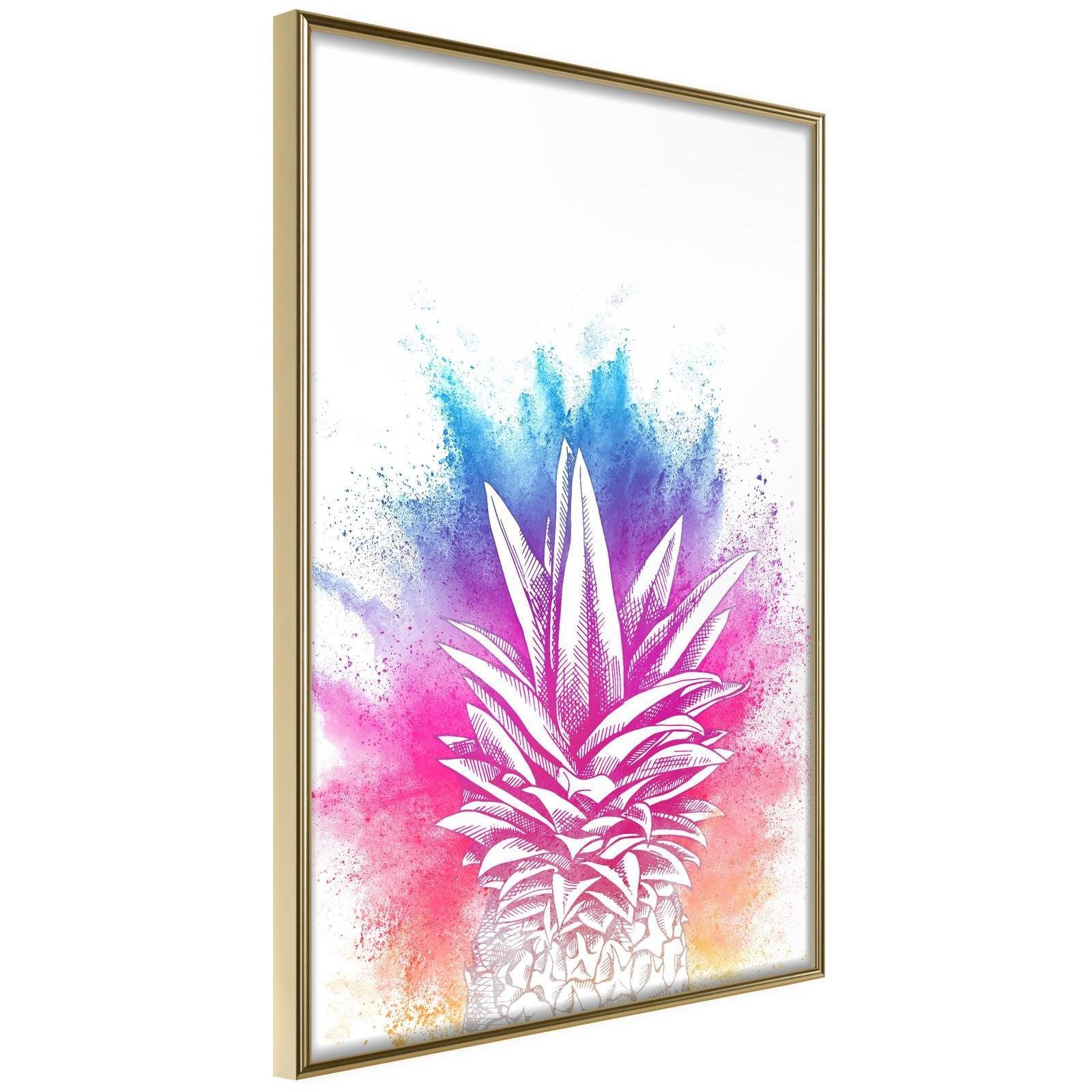 Läs mer om Inramad Poster / Tavla - Rainbow Pineapple Crown - 20x30 Guldram