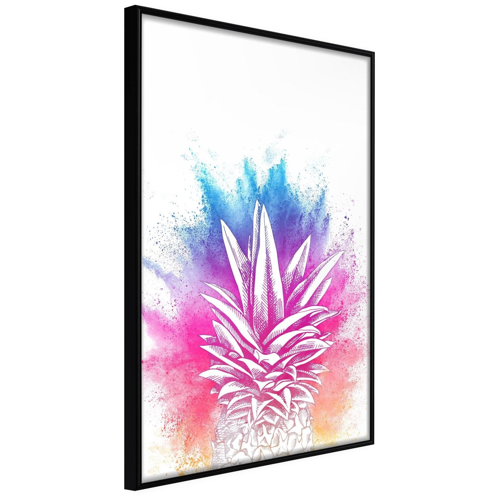 Läs mer om Inramad Poster / Tavla - Rainbow Pineapple Crown - 40x60 Svart ram