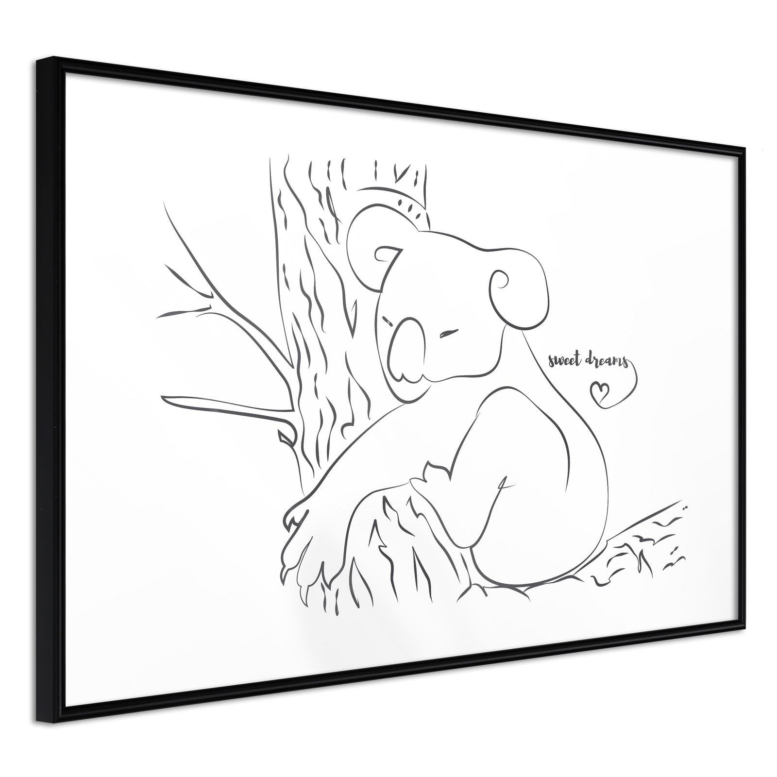 Inramad Poster / Tavla - Resting Koala - 30x20 Svart ram