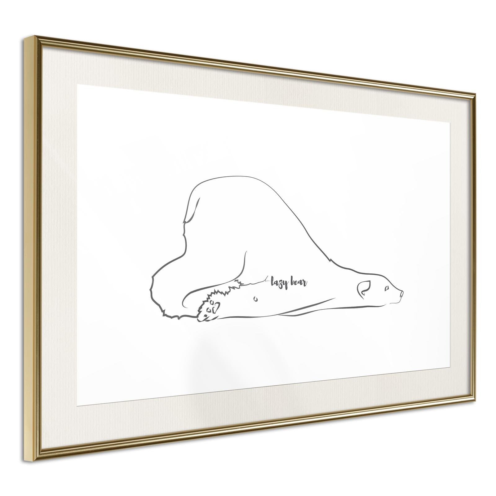 Läs mer om Inramad Poster / Tavla - Resting Polar Bear - 30x20 Guldram med passepartout