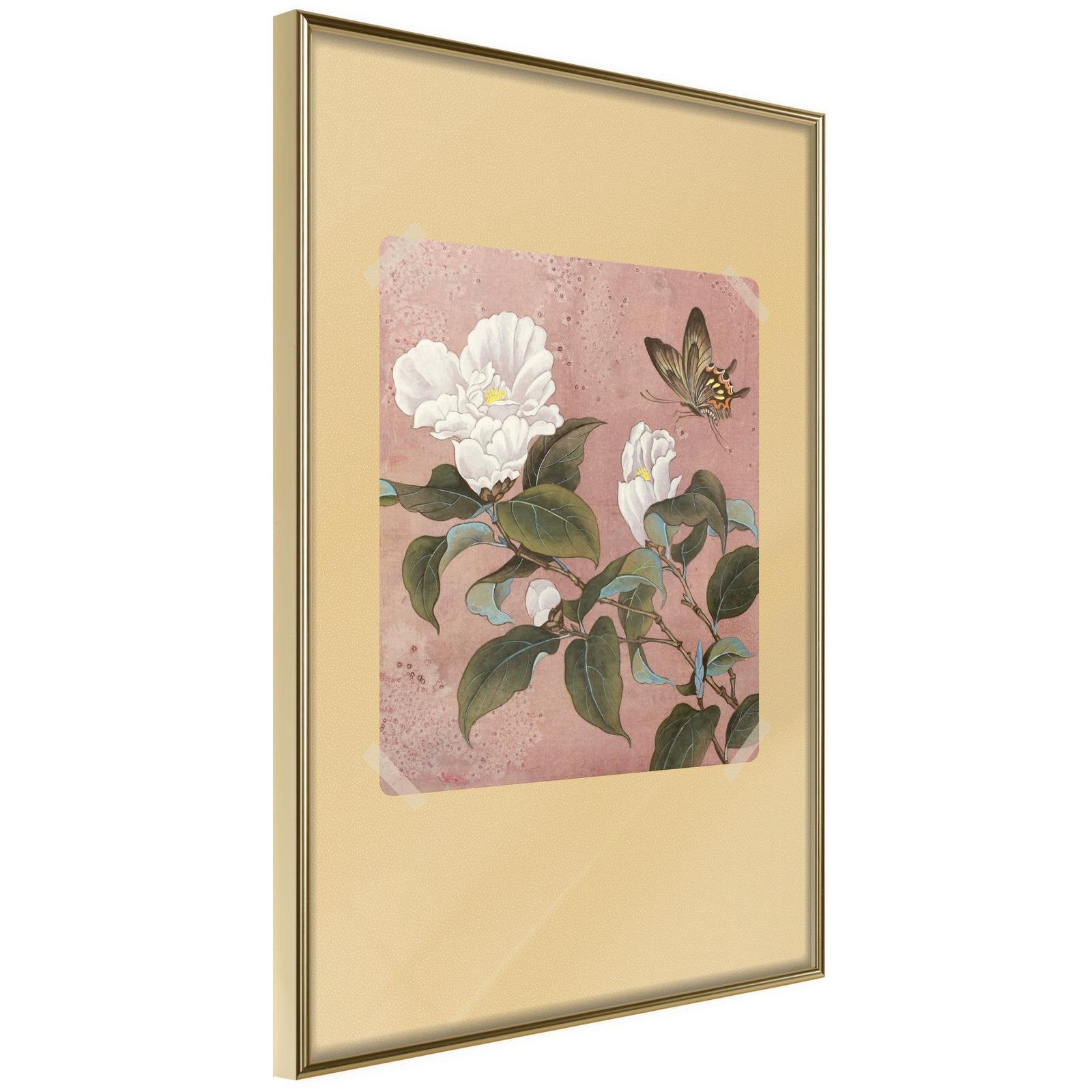 Läs mer om Inramad Poster / Tavla - Rhododendron and Butterfly - 20x30 Guldram