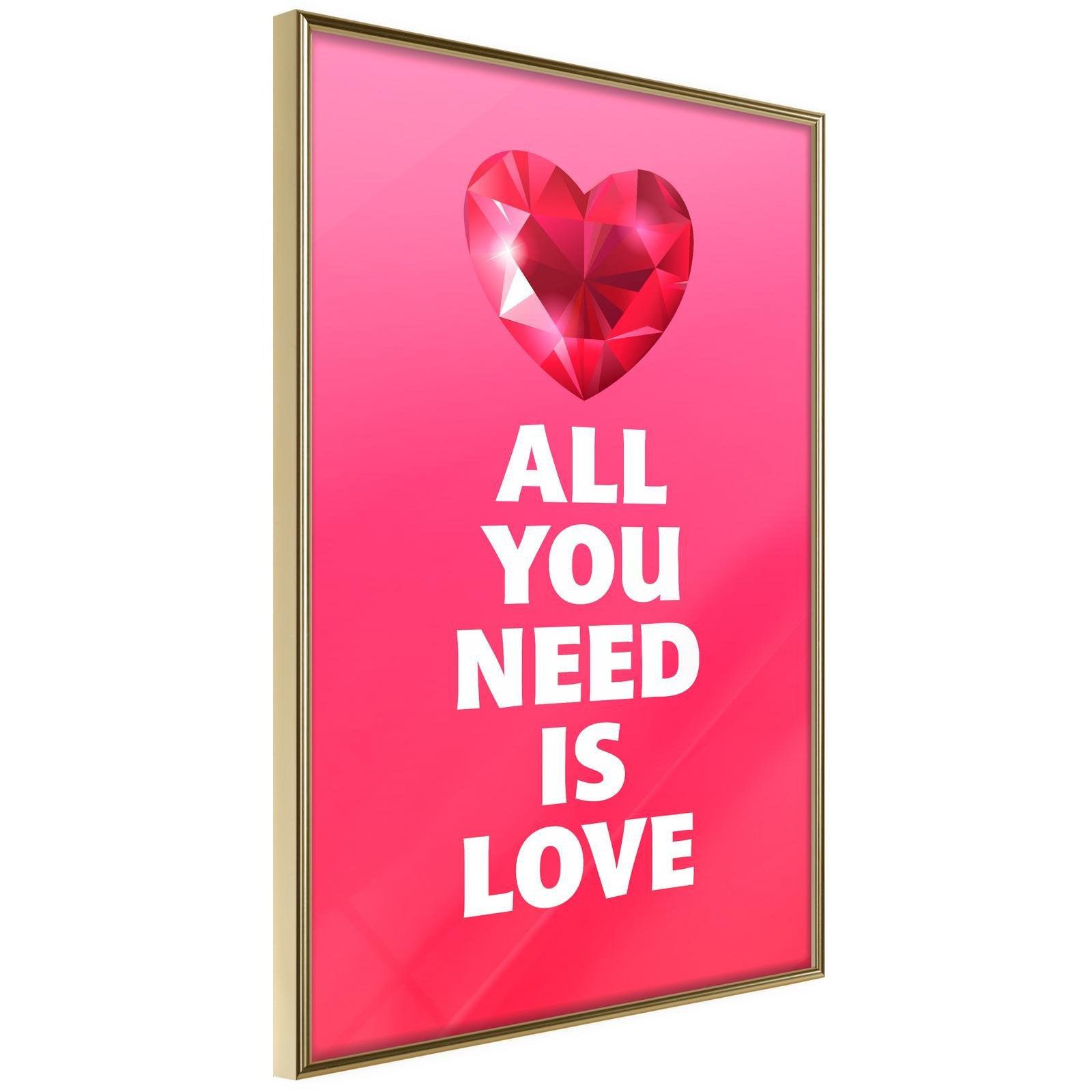 Läs mer om Inramad Poster / Tavla - Ruby Heart - 40x60 Guldram