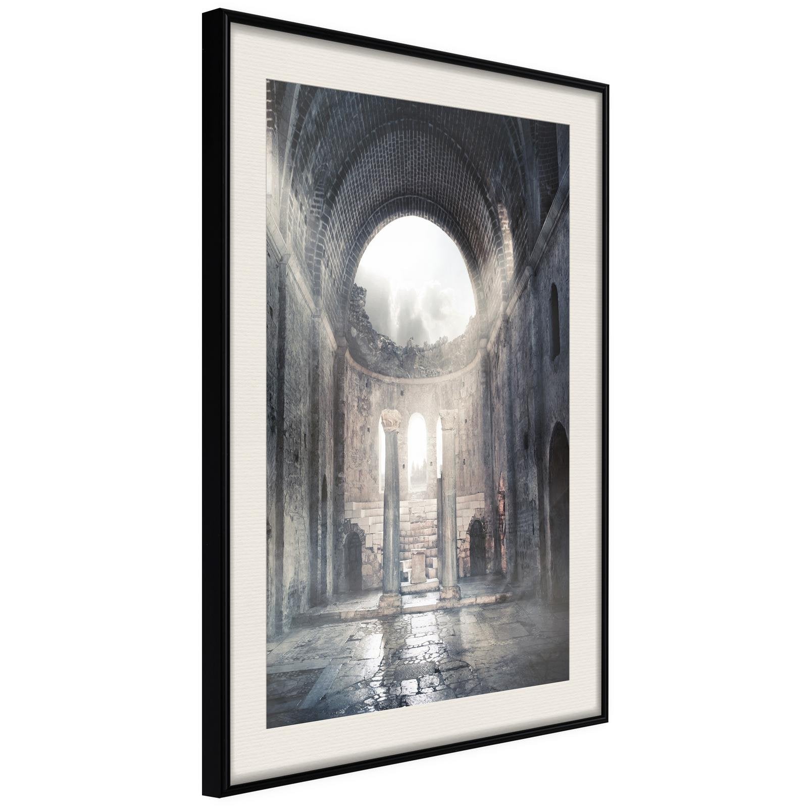Läs mer om Inramad Poster / Tavla - Ruins of a Cathedral - 30x45 Svart ram med passepartout