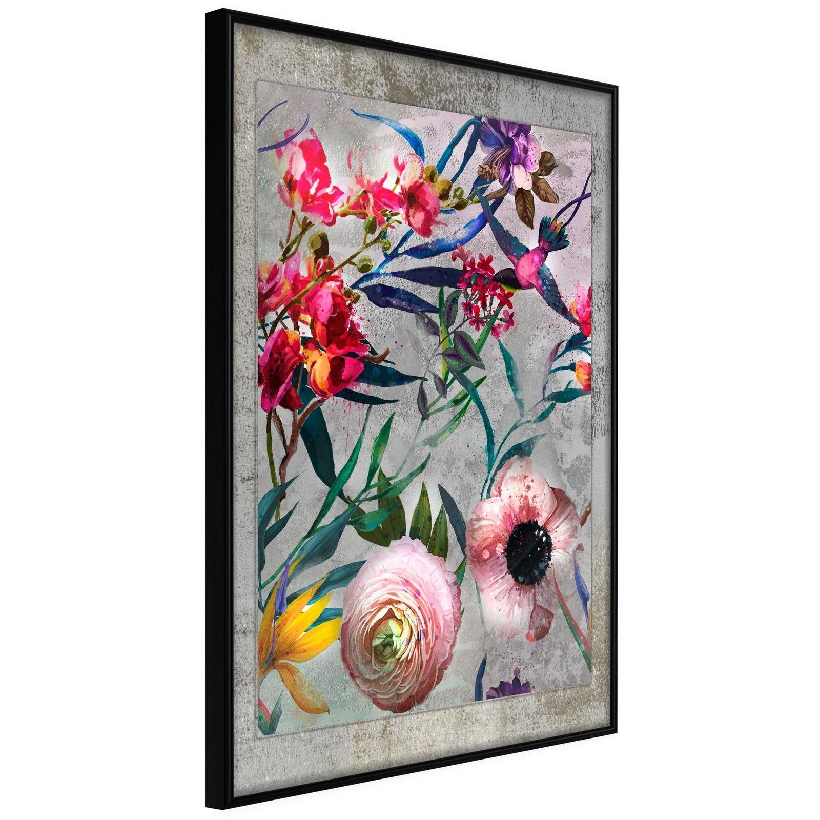 Läs mer om Inramad Poster / Tavla - Scattered Flowers - 30x45 Svart ram