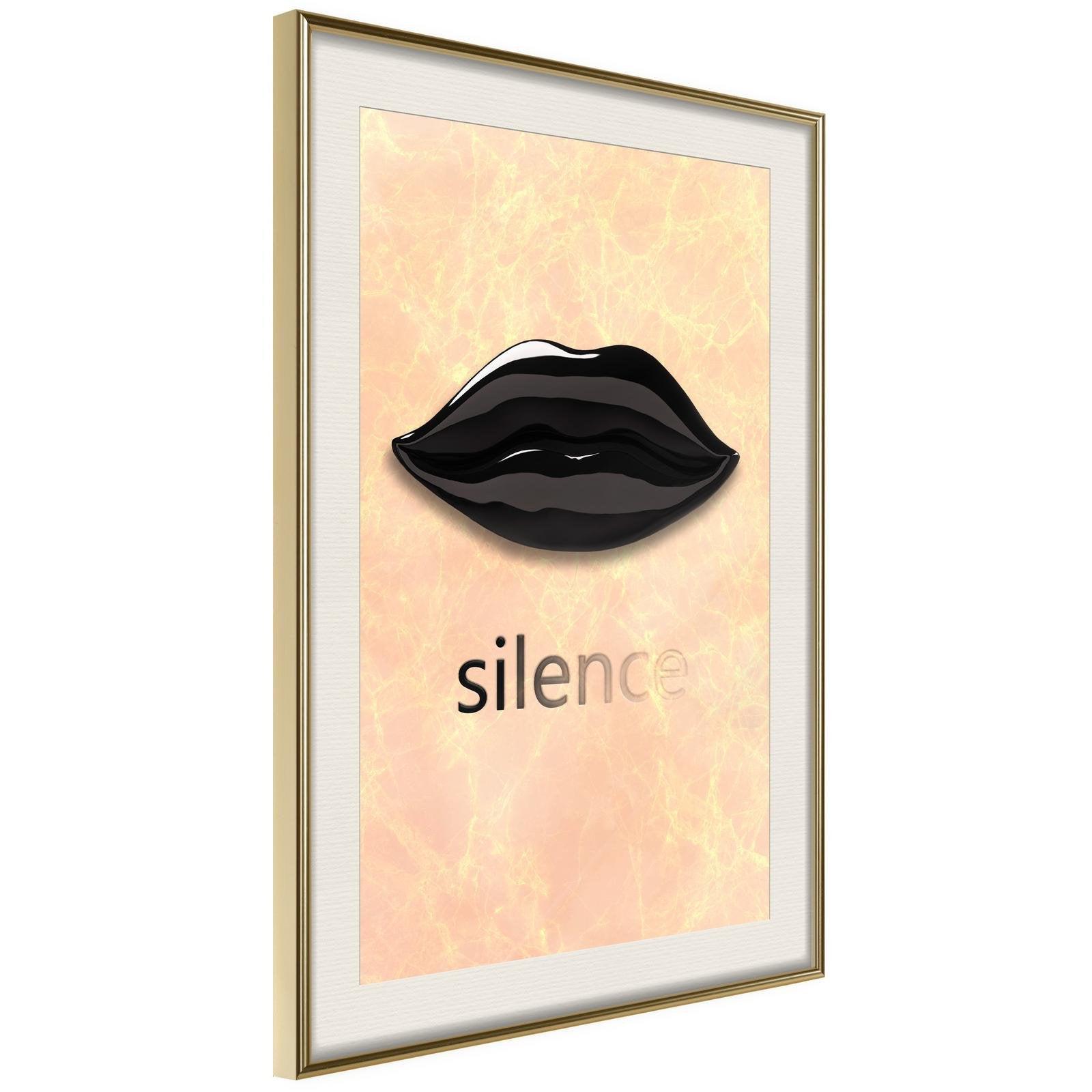 Läs mer om Inramad Poster / Tavla - Silent Lips - 40x60 Guldram med passepartout
