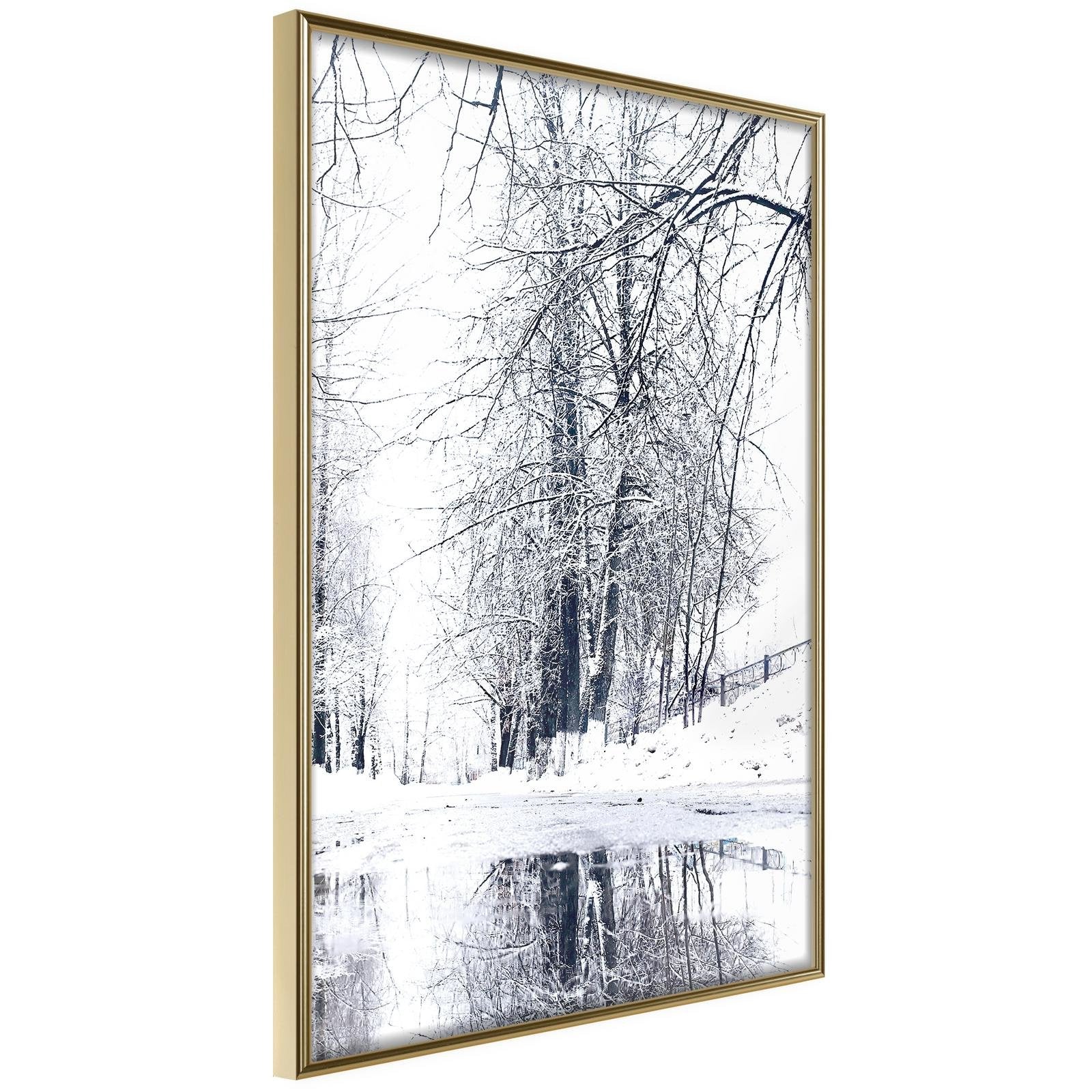 Läs mer om Inramad Poster / Tavla - Snowy Park - 40x60 Guldram