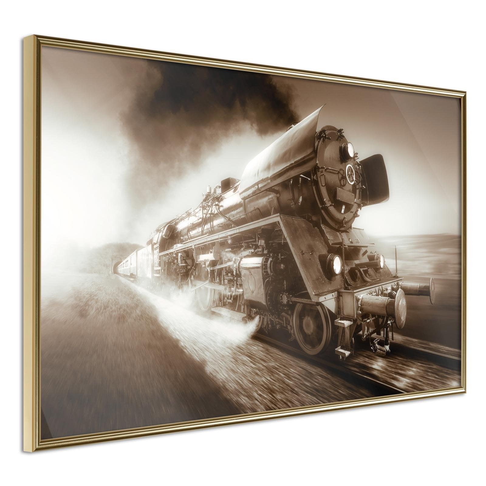 Inramad Poster / Tavla - Steam and Steel - 45x30 Guldram