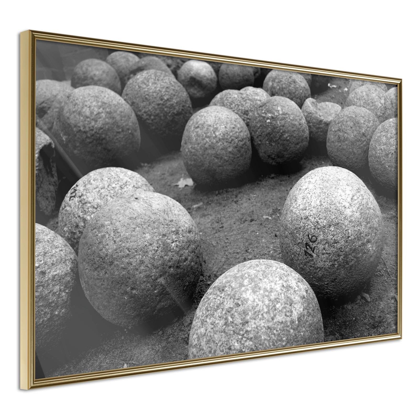 Läs mer om Inramad Poster / Tavla - Stone Spheres - 60x40 Guldram