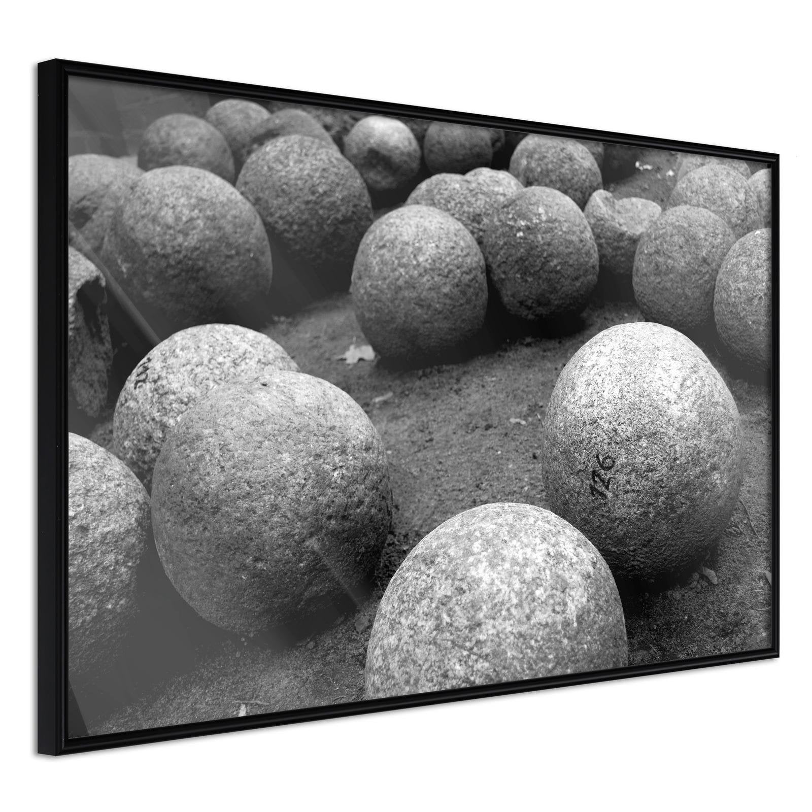 Läs mer om Inramad Poster / Tavla - Stone Spheres - 90x60 Svart ram