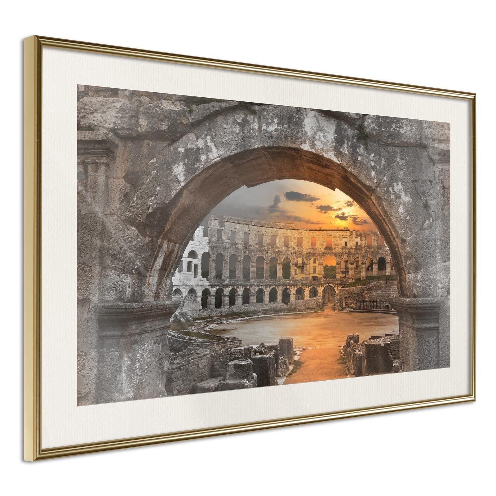 Läs mer om Inramad Poster / Tavla - Sunset in the Ancient City - 60x40 Guldram med passepartout
